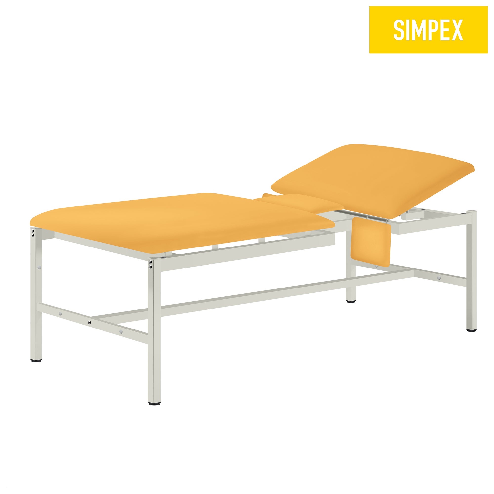 VS-CARDIO Behandlungsliege mit gelbem Kunstleder | SIMPEX Qualität VS-CARDIO Behandlungsliege in gelb mit Kunstlederbezug, für Praxis und Krankenhaus, gepulvert grauweiß, hohe Tragkraft von 600 kg.
