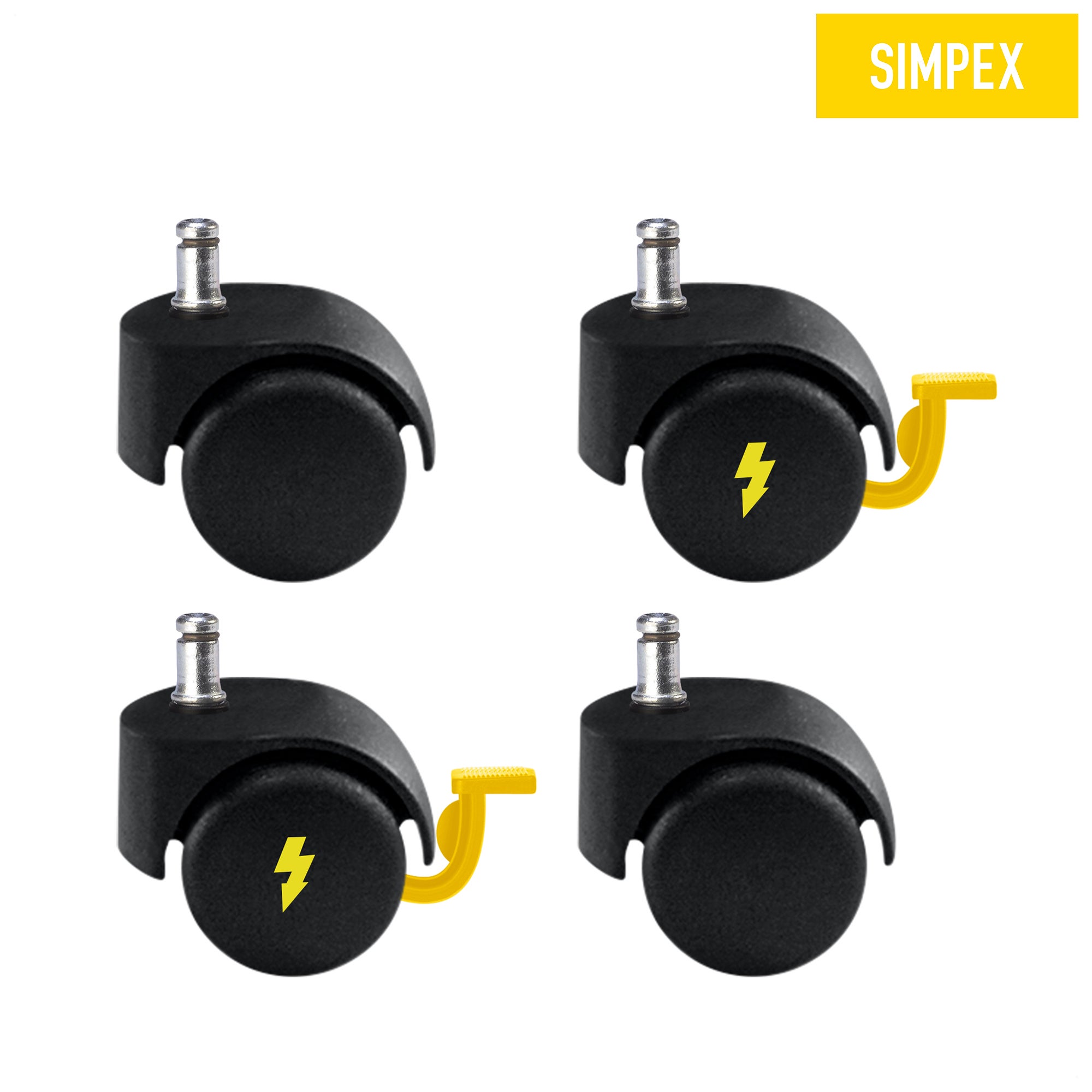 Doppelrollen ø 50 mm mit 2 Feststellbremsen, elektrisch leitfähig, schwarz