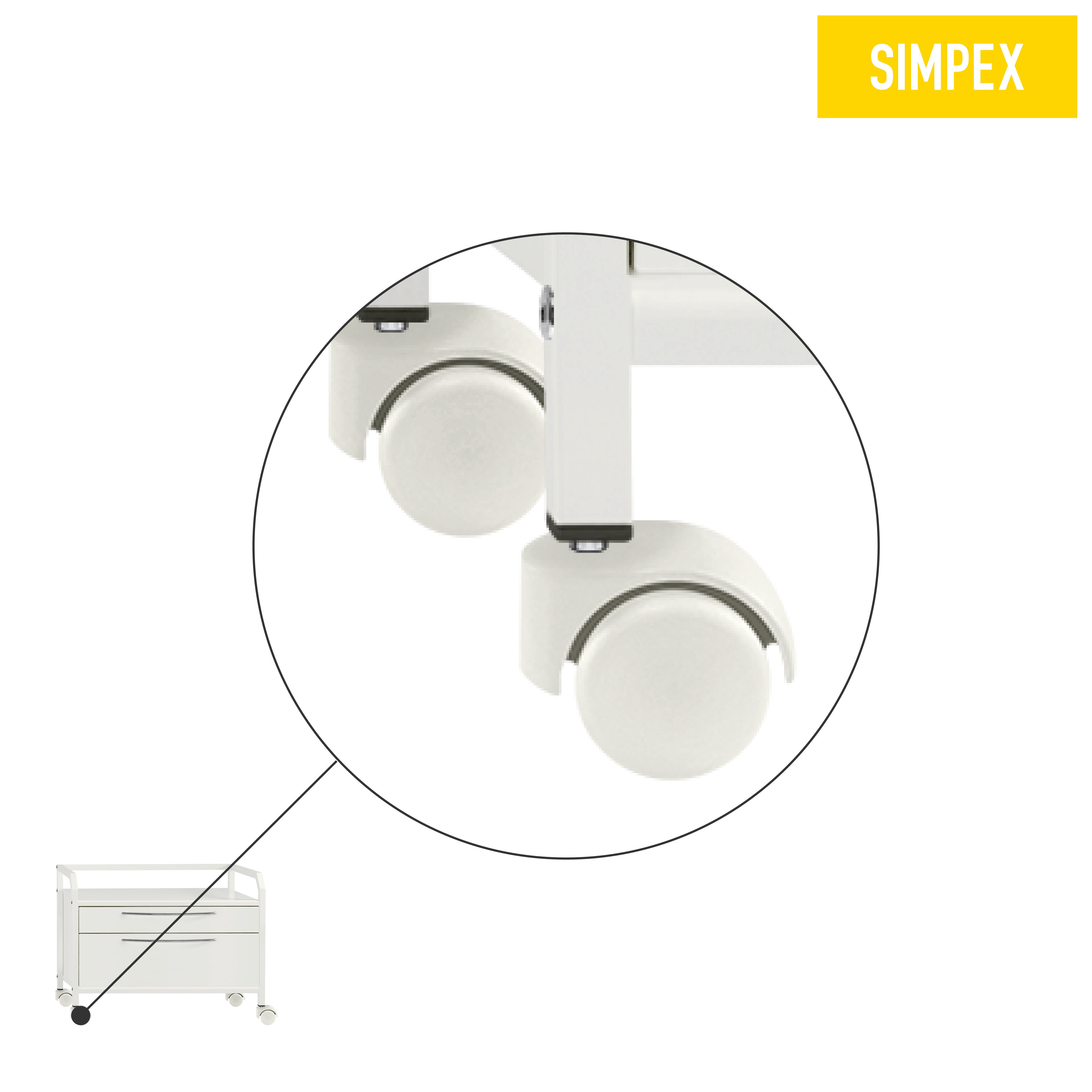 Ersatzteil | 4er-Set Doppelrolle ø 50 mm für MODESTUS, grauweiß