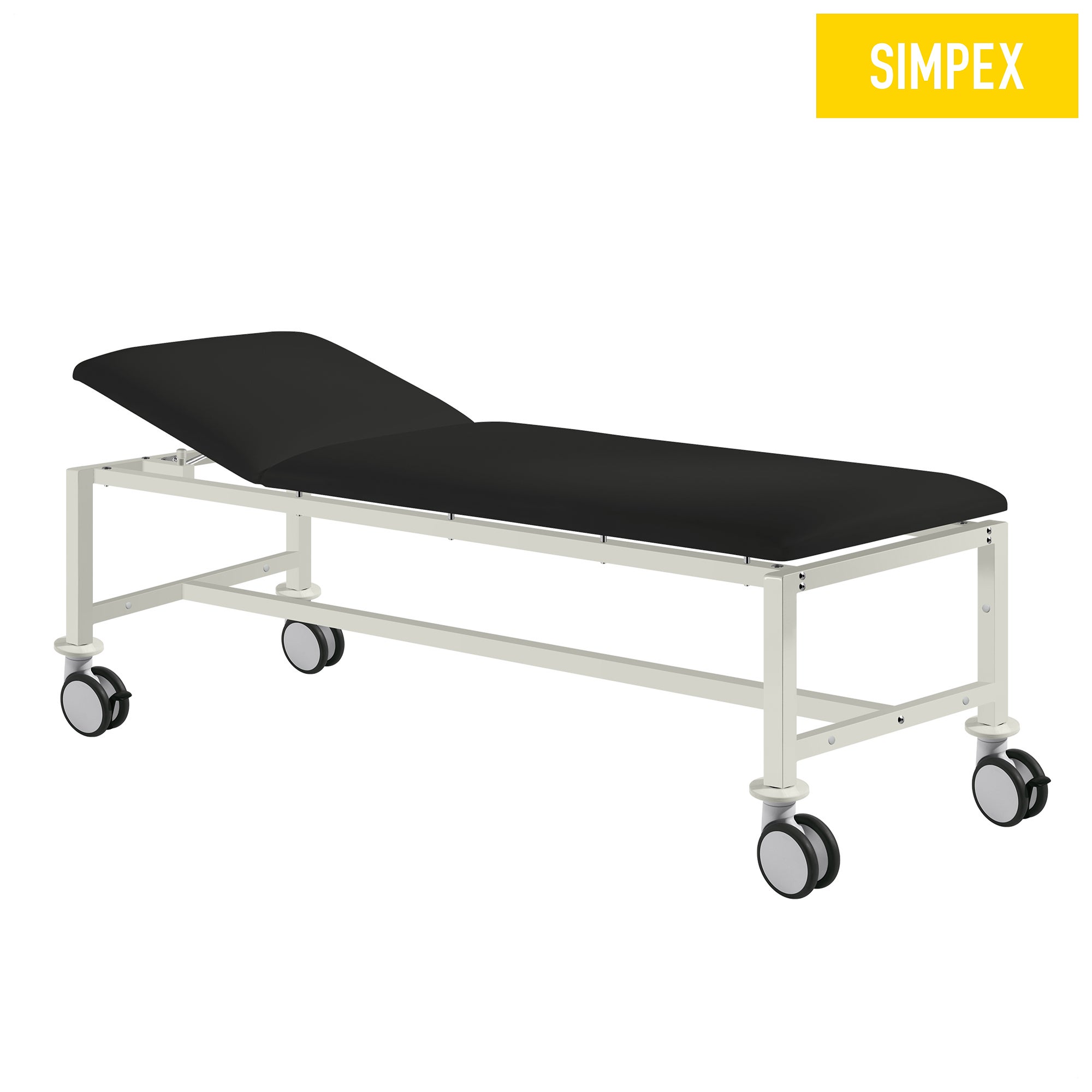 SIMPEX HELENA Classic Mobil Liege in Schwarz mit Komfortpolsterung für sanitäre Einrichtungen und Praxen.