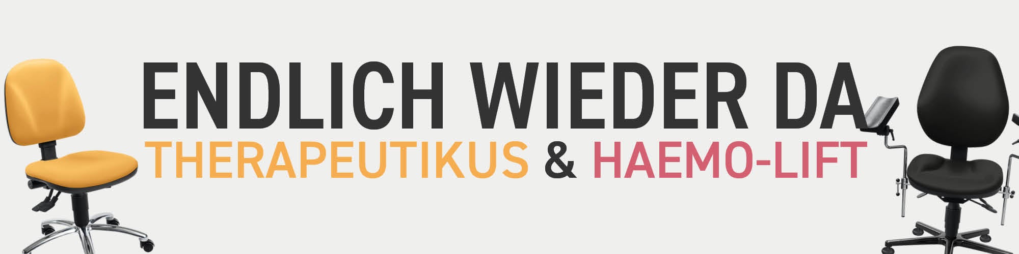 Auffälliger Banner zur Warenverfügbarkeit des THERAPEUTIKUS und HAEMO-LIFT