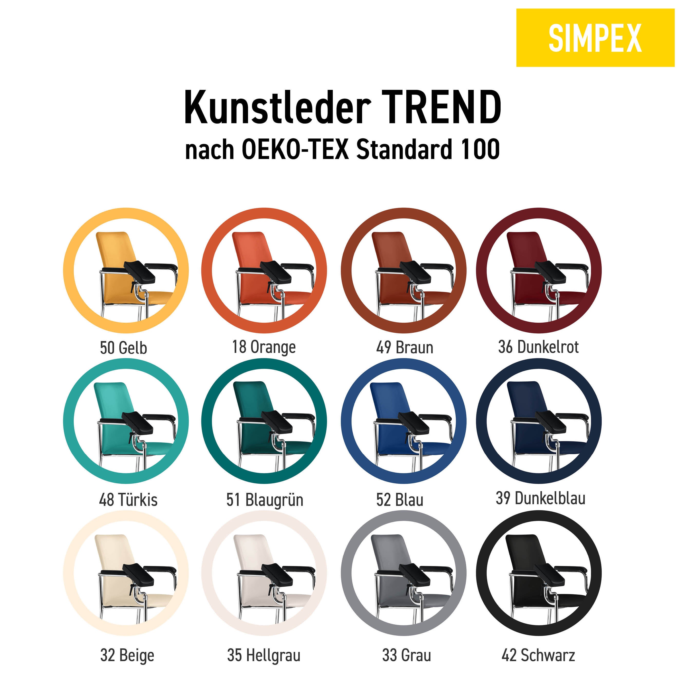 Jetzt HAEMO SECUR Blutentnahmestuhl mit Polsterfarbe nach Wunsch kaufen: hygienisches Kunstleder, langlebig & bequem. SIMPEX bietet viele Farben zur Auswahl!