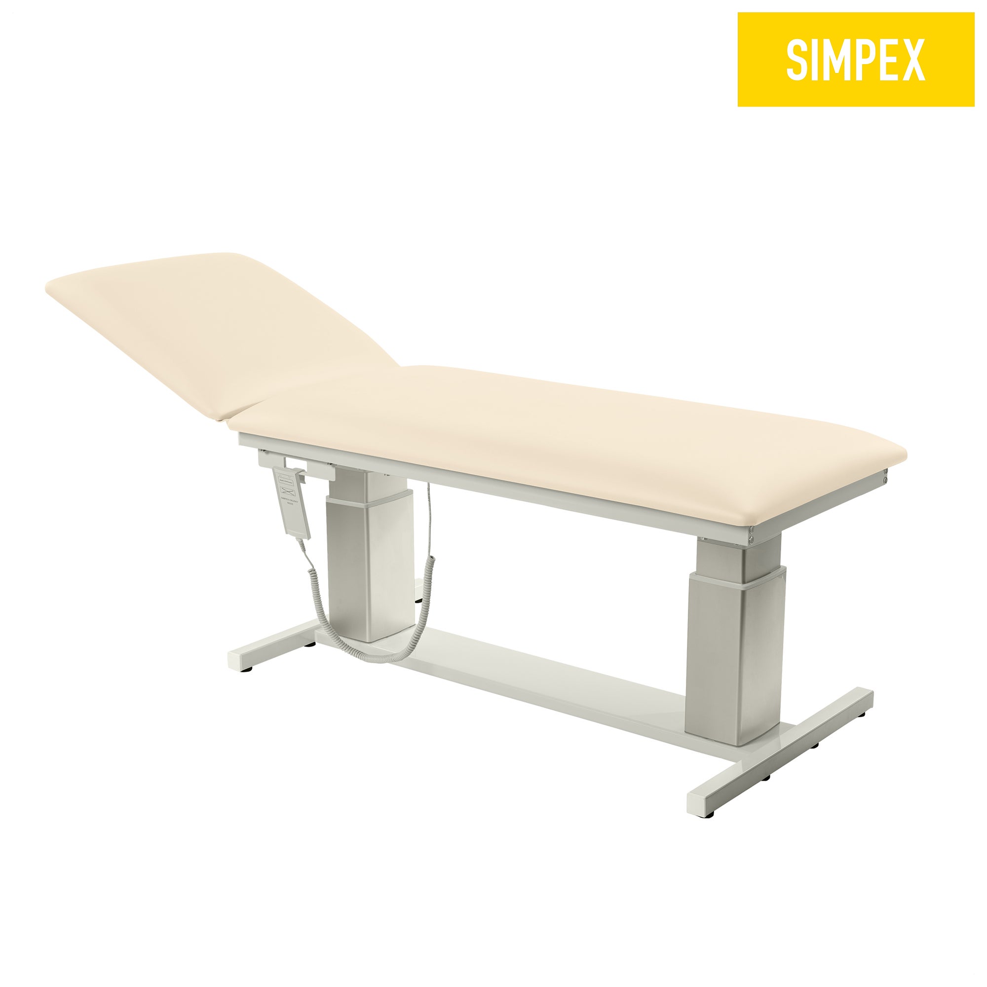 Beige Behandlungsliege VITA-PORT Siesta mit flachen Kufen und komfortabler Polsterung, geeignet für Praxen und Kliniken.