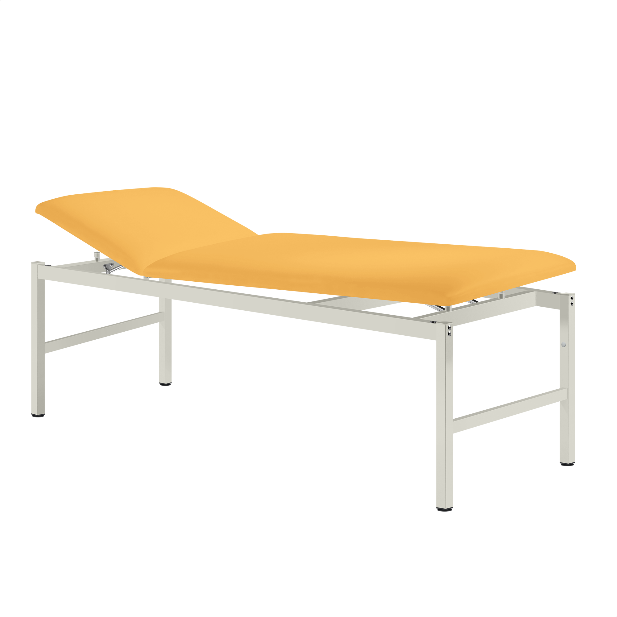 VS-SIESTA Behandlungsliege in gelb mit Kunstlederbezug, ideal für Praxen und Pflegeeinrichtungen, gepulvert Oberfläche.