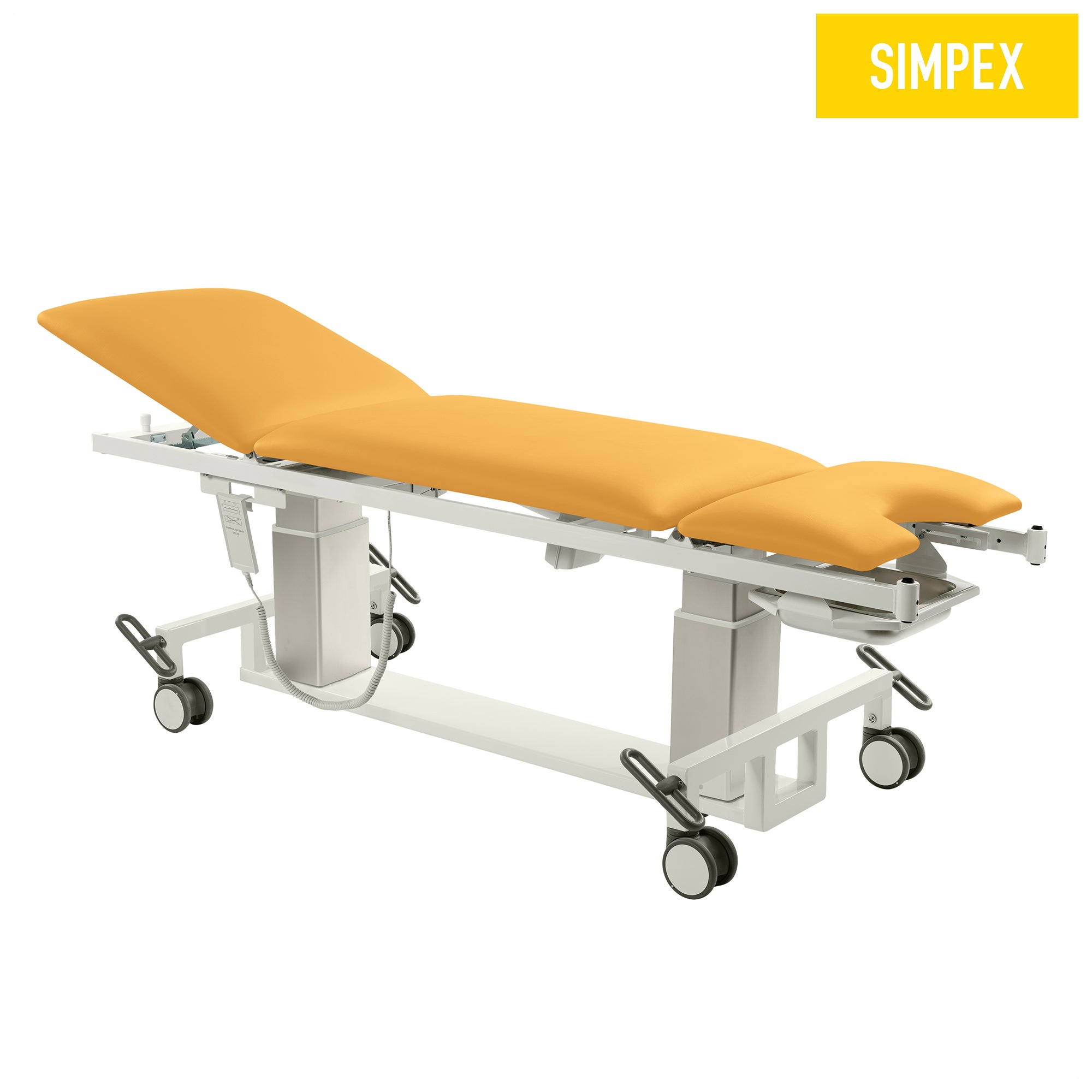 VITA-GYN Gyn Mobil: Gelbe Behandlungsliege mit flachen Kufen 🚑 VITA-GYN Gyn Mobil mit flachen Kufen in Gelb, mobile Behandlungsliege für Praxen und Krankenhäuser.