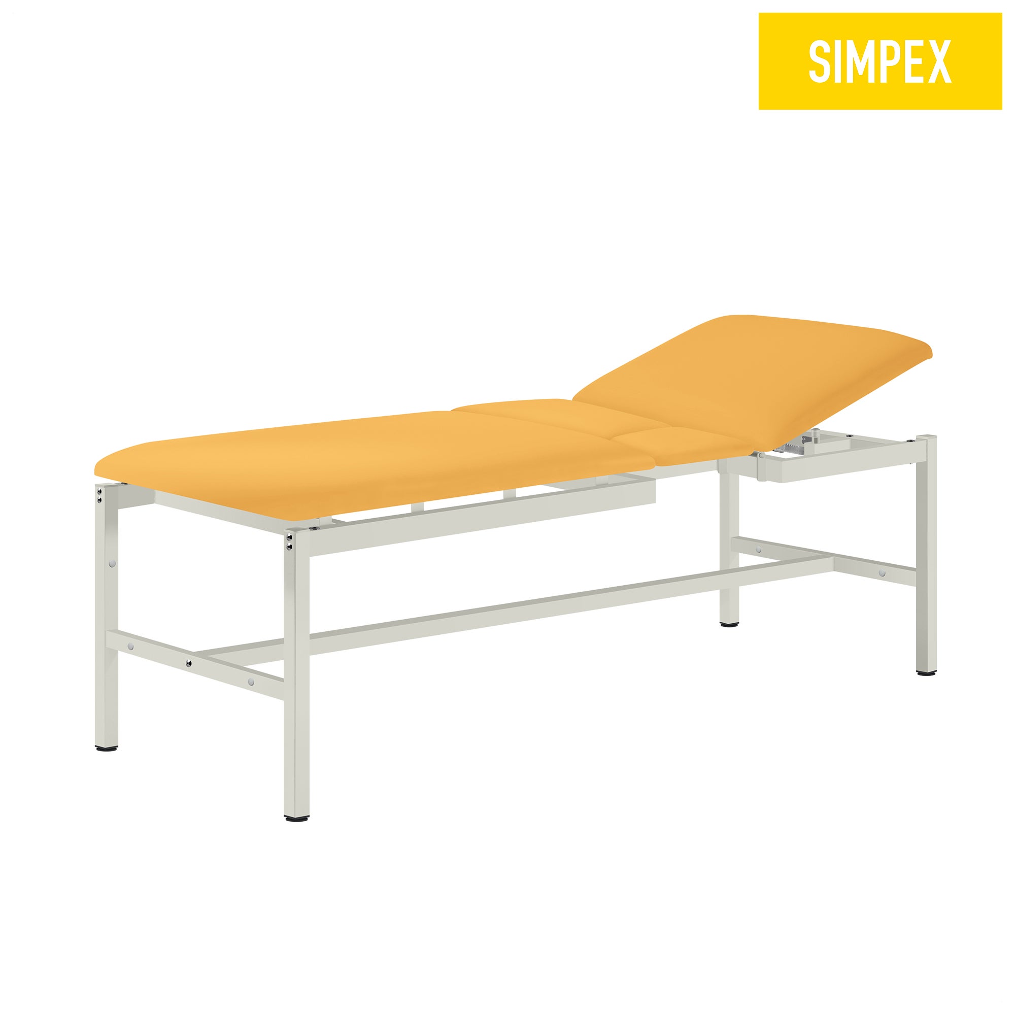 Behandlungsliege VS-CARDIO mit gelbem Kunstleder, 65 cm breit und komfortabler Polsterung für den Einsatz in Praxis und Krankenhaus.