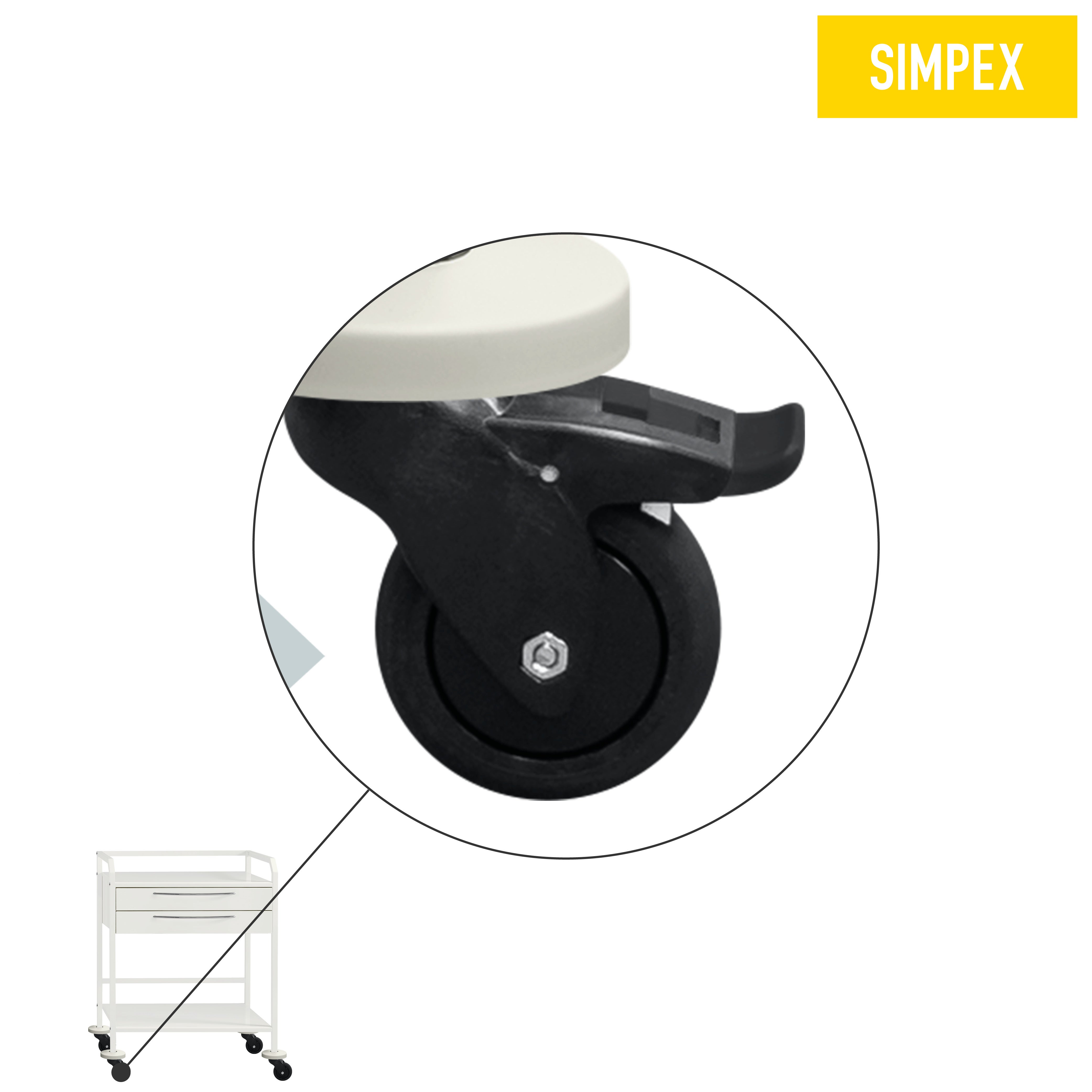 Ersatzteil | Monorolle ø 75 mm für HYGIEN-O-STAR, mit Feststellbremse