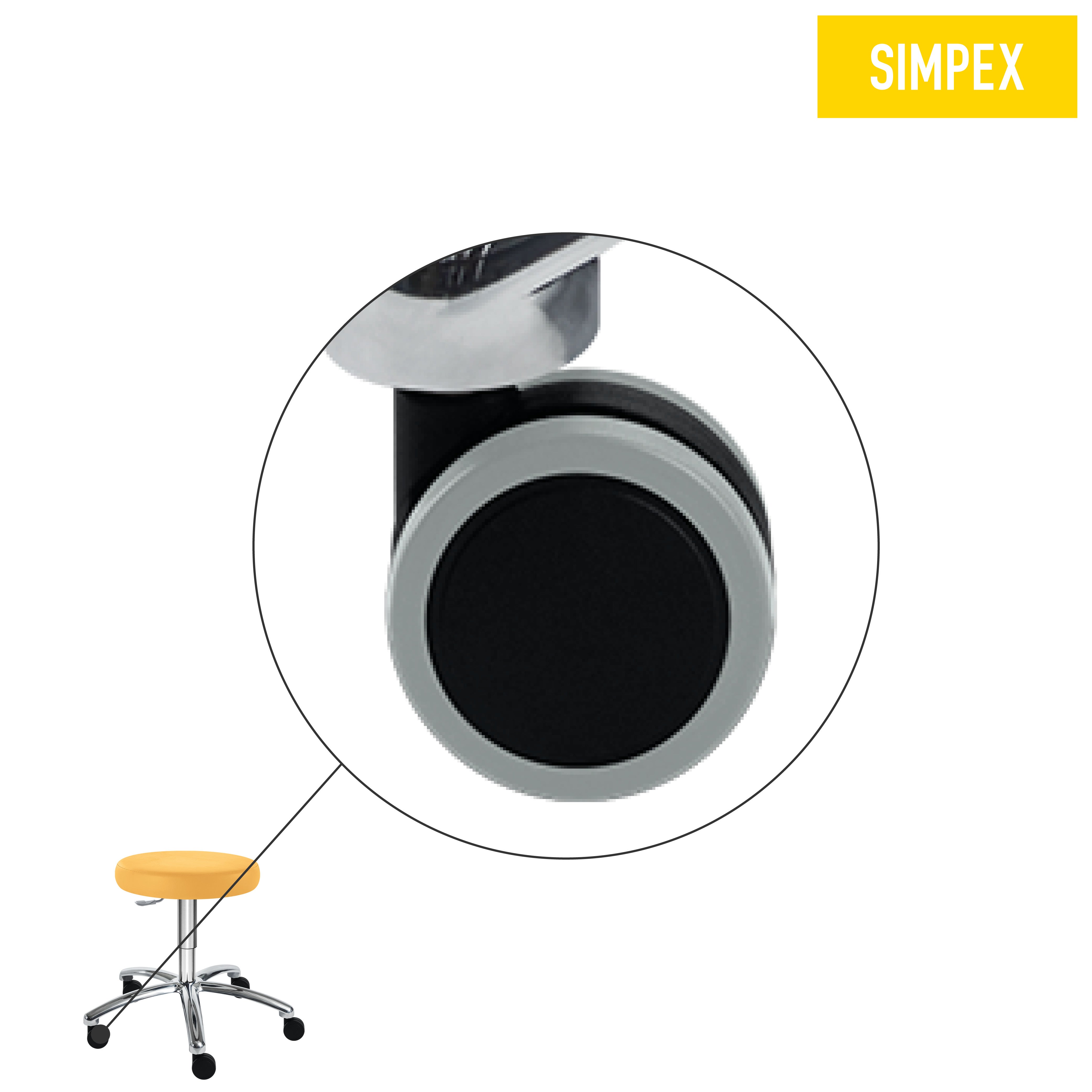 Ersatzteil | 5er-Set Doppelrolle, ø 65 mm für SIMPO-THRONA, SUPER-THRONA, weiche Rollen für harte Böden