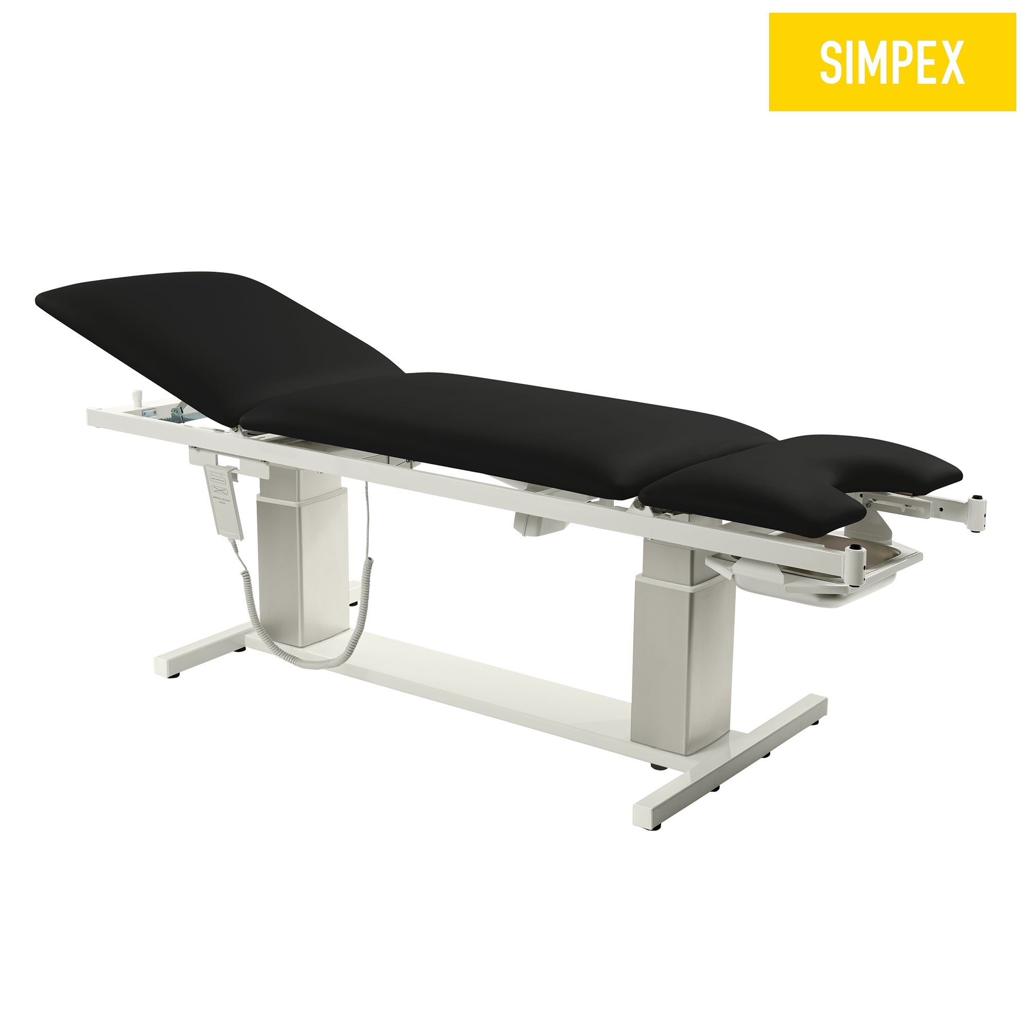 Schwarze VITA-GYN Gyn Liege mit flachen Kufen und komfortabler Polsterung für Praxen und Kliniken.