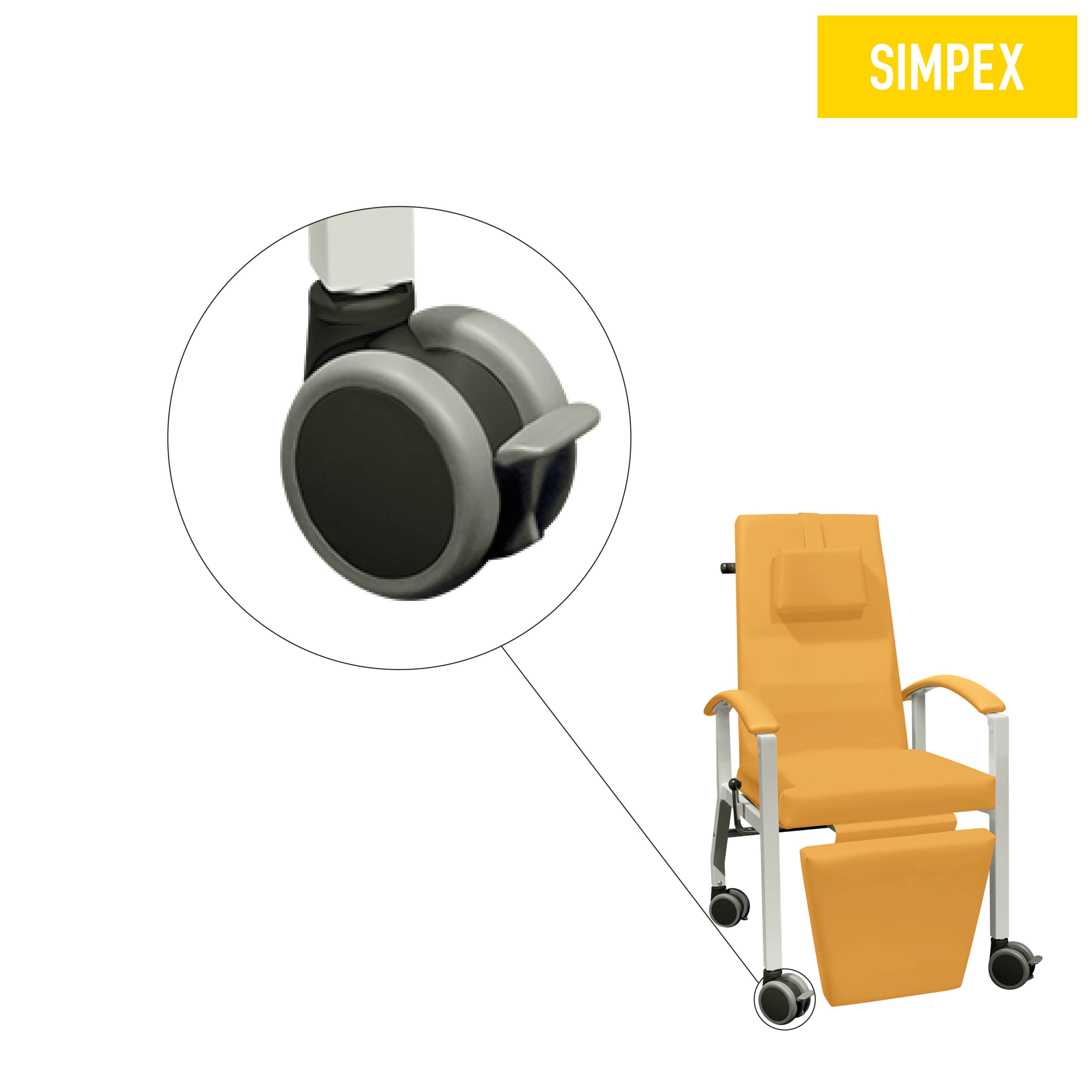 Ersatzteil | Doppelrolle, ø 100 mm mit Feststeller für HAEMO-FLEXA Ersatzteil | Doppelrolle, ø 100 mm mit Feststeller für HAEMO-FLEXA