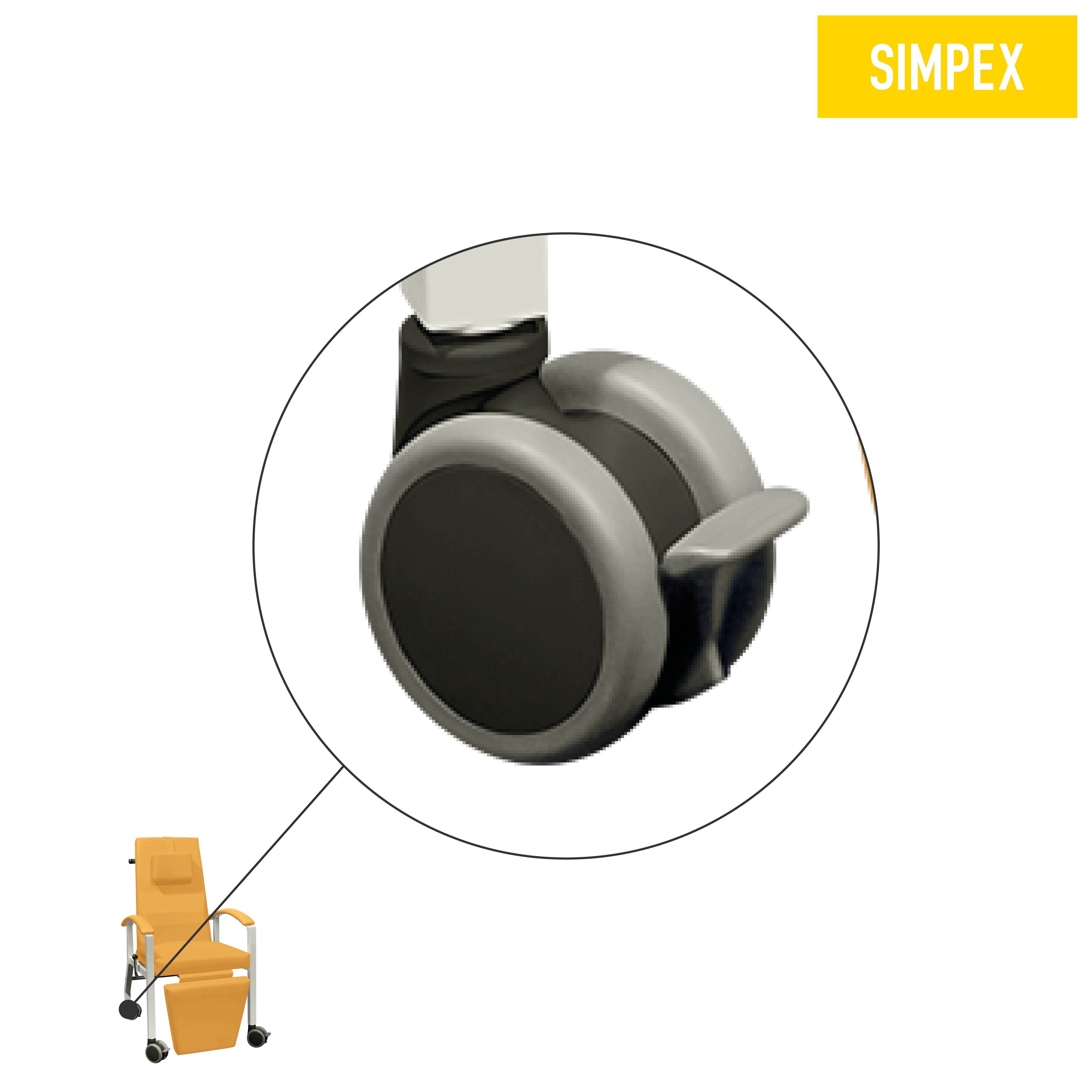 Ersatzteil | Doppelrolle, ø 100 mm mit Feststeller für HAEMO-FLEXA