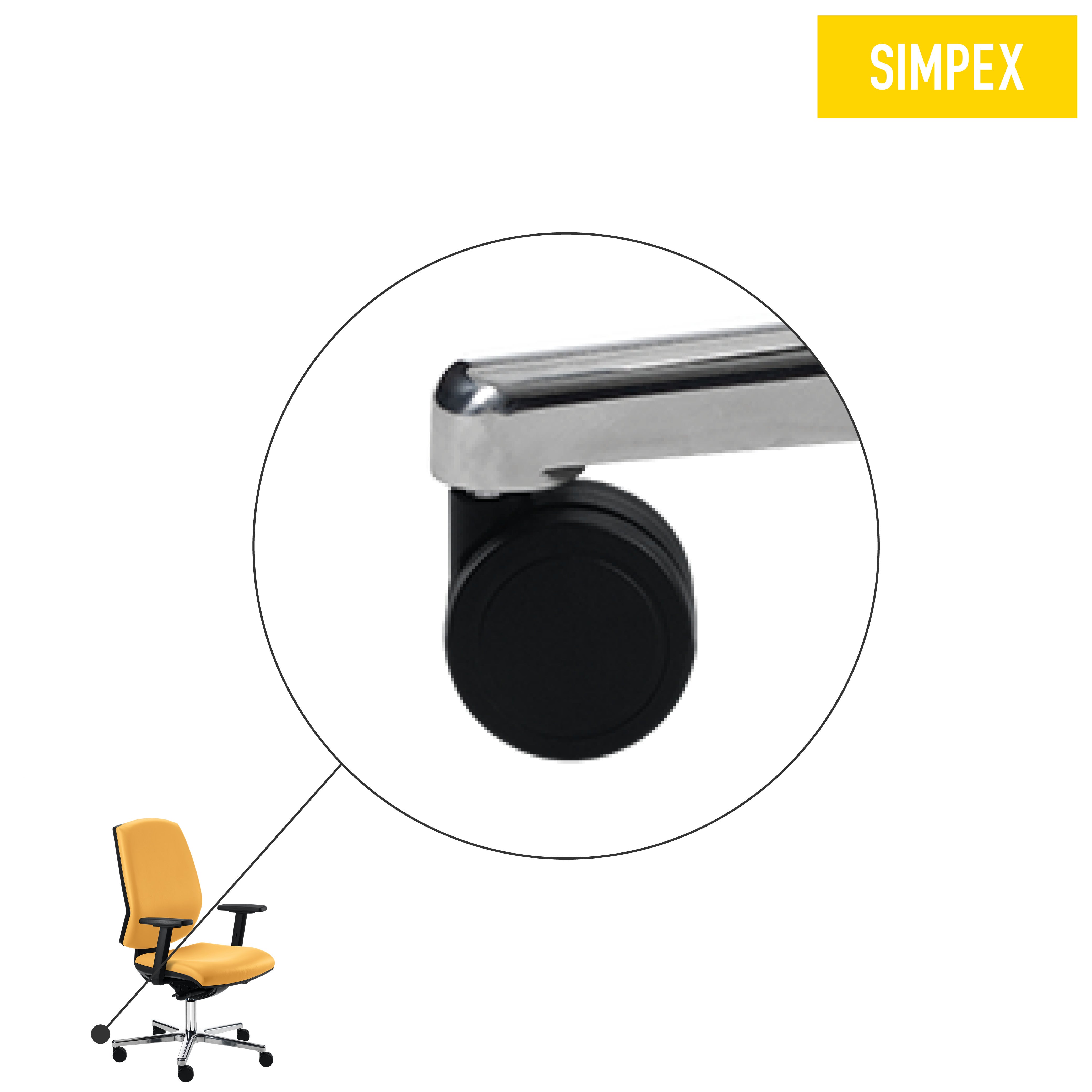 Ersatzteil | 5er-Set Doppelrolle, ø 65 mm für SIMPO-EFFEKTIV, MEDI-STAR, harte Rollen für weiche Böden