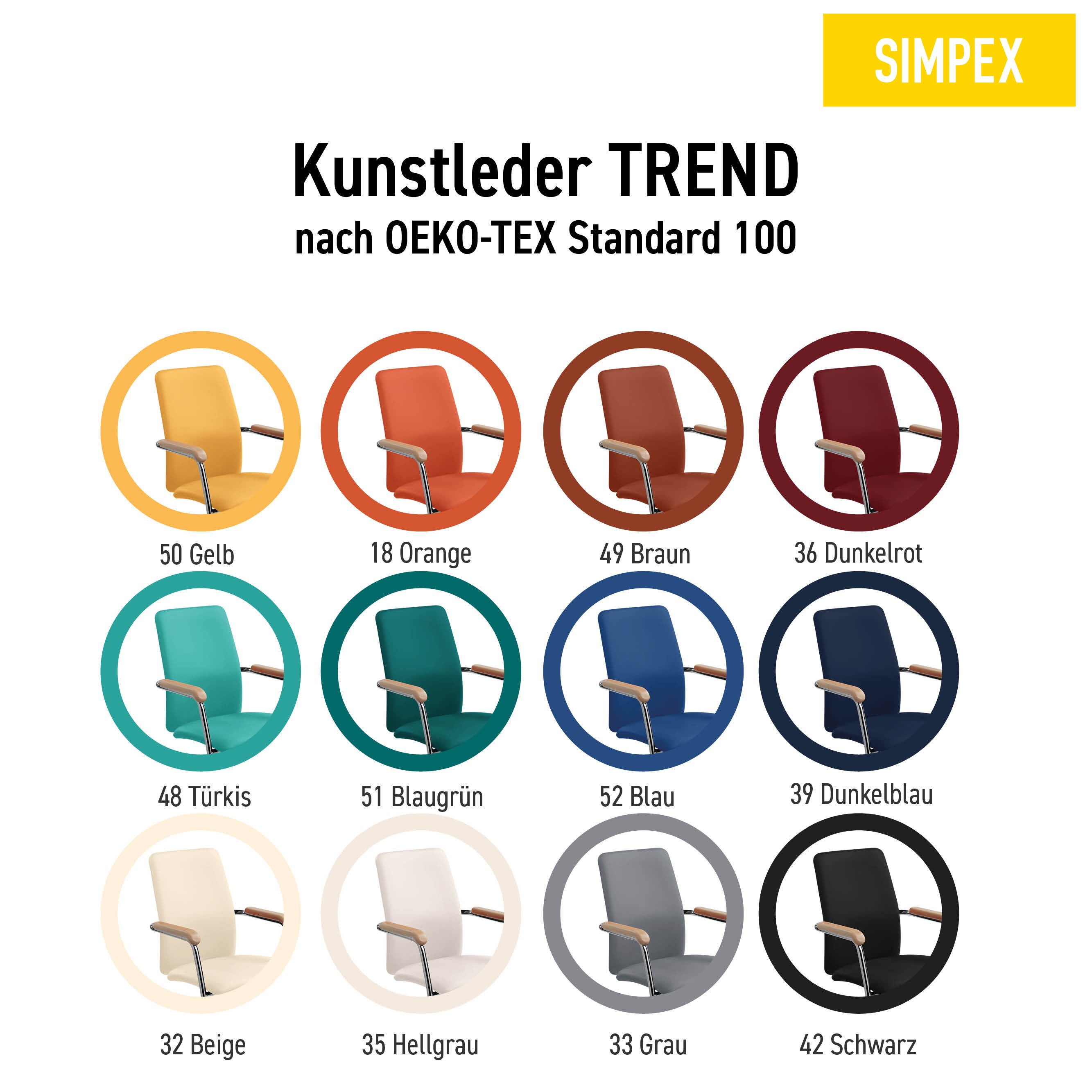 Vielseitig & formschön: Der OKTAVIA Wartezimmerstuhl ist in vielen Kunstlederfarben erhältlich. Jetzt kaufen bei SIMPEX!