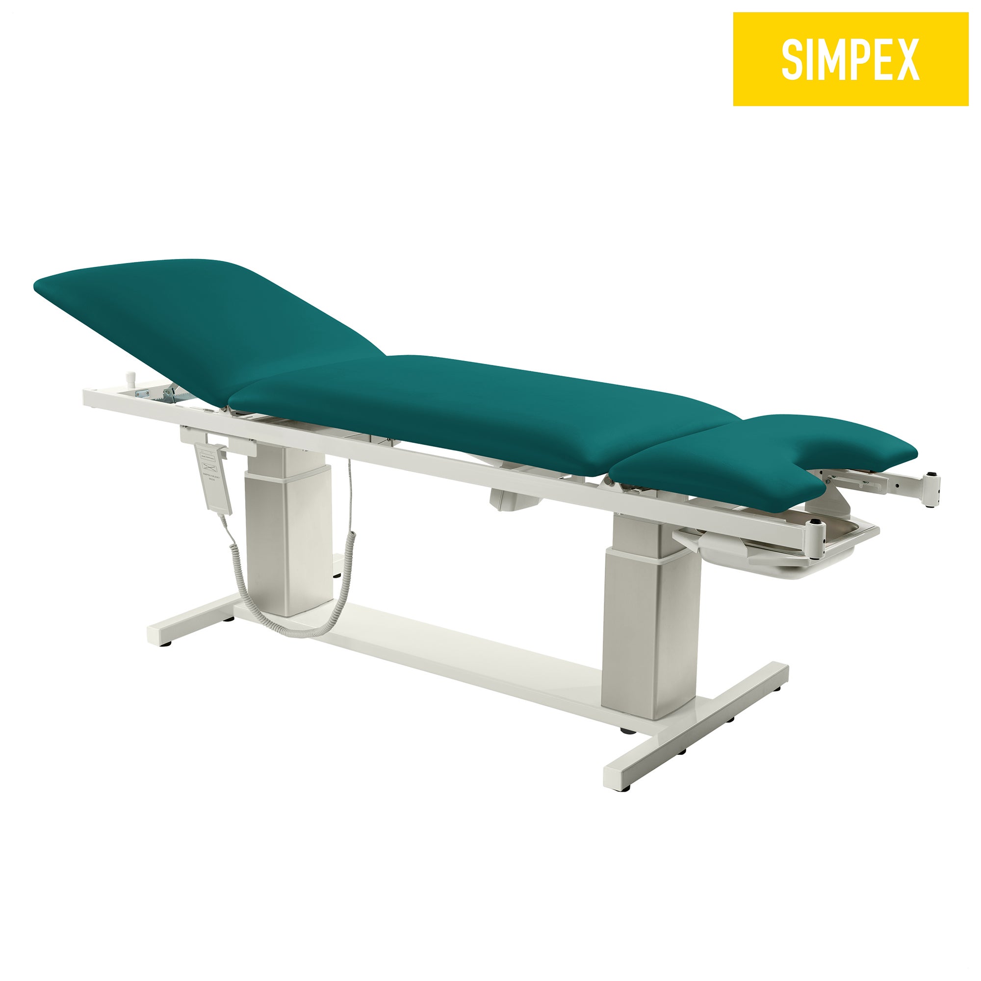 VITA-GYN Gyn Behandlungsliege in blaugrün mit flachen Kufen und Komfortpolsterung für Einrichtungen im Gesundheitswesen