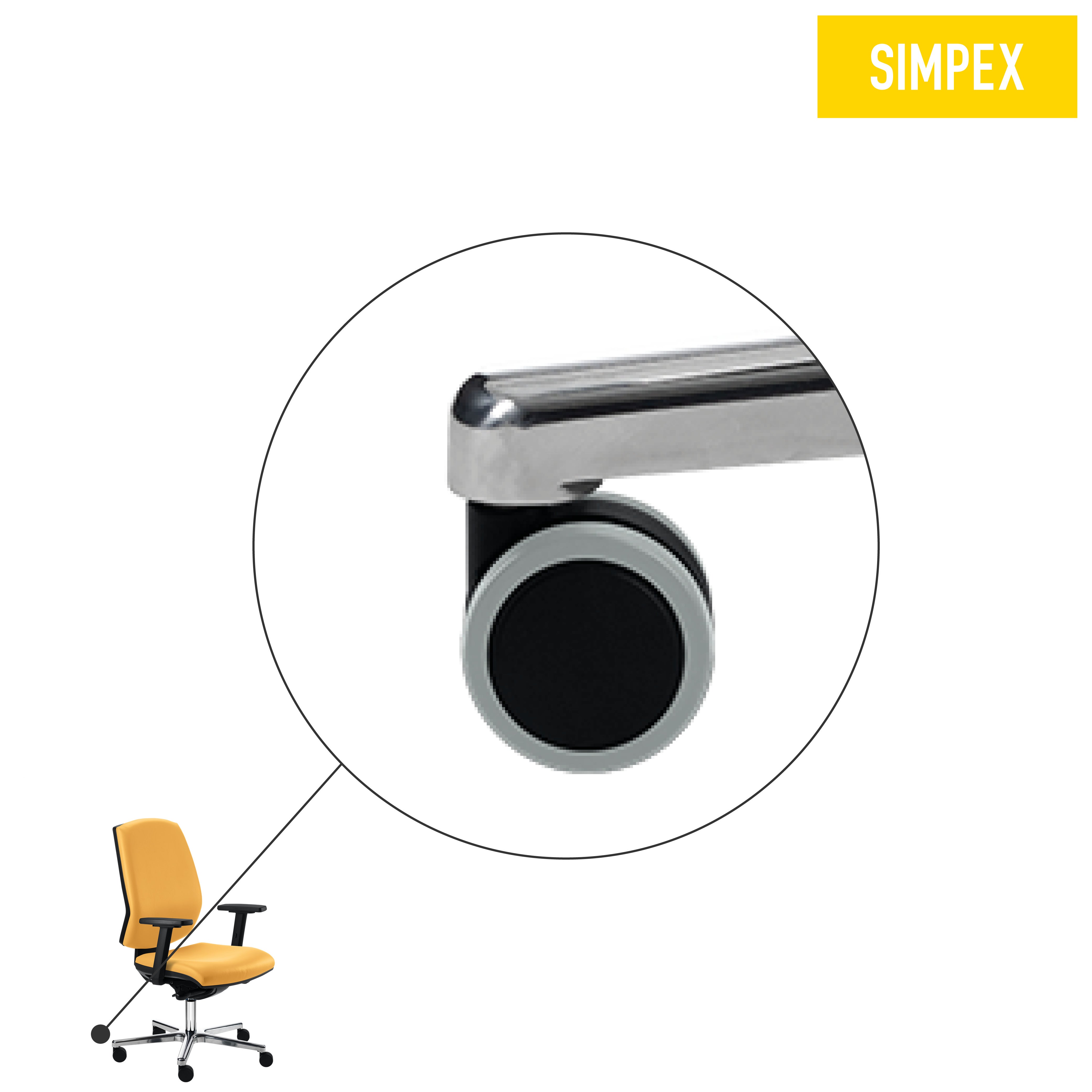 Ersatzteil | 5er-Set Doppelrolle, ø 65 mm für SIMPO-EFFEKTIV, MEDI-STAR, weiche Rollen für harte Böden