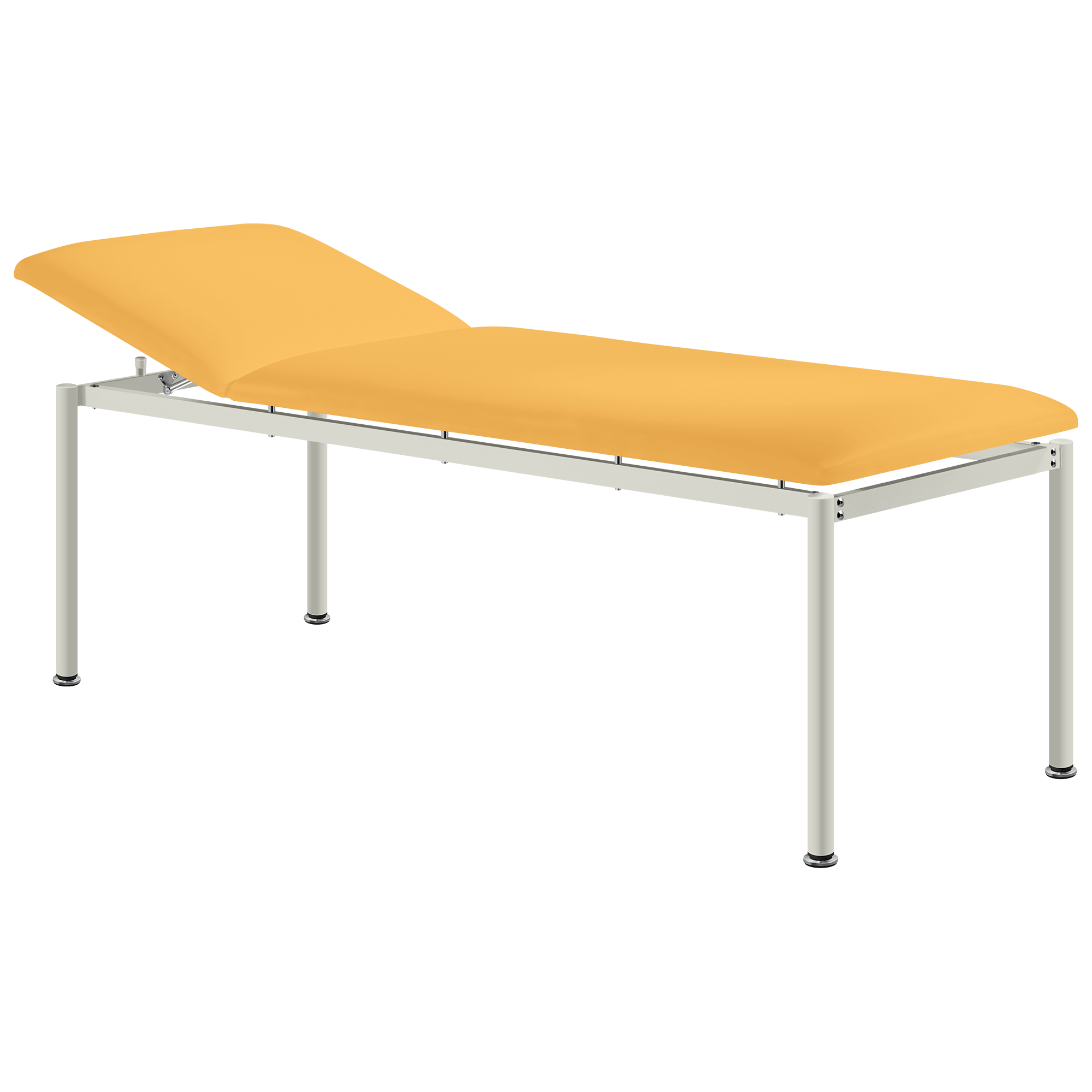 Gepolsterte RONDO-MED Classic Behandlungsliege in Gelb mit komfortabler Polsterung und verschiedenen Liegenvarianten für sanitäre Einrichtungen.