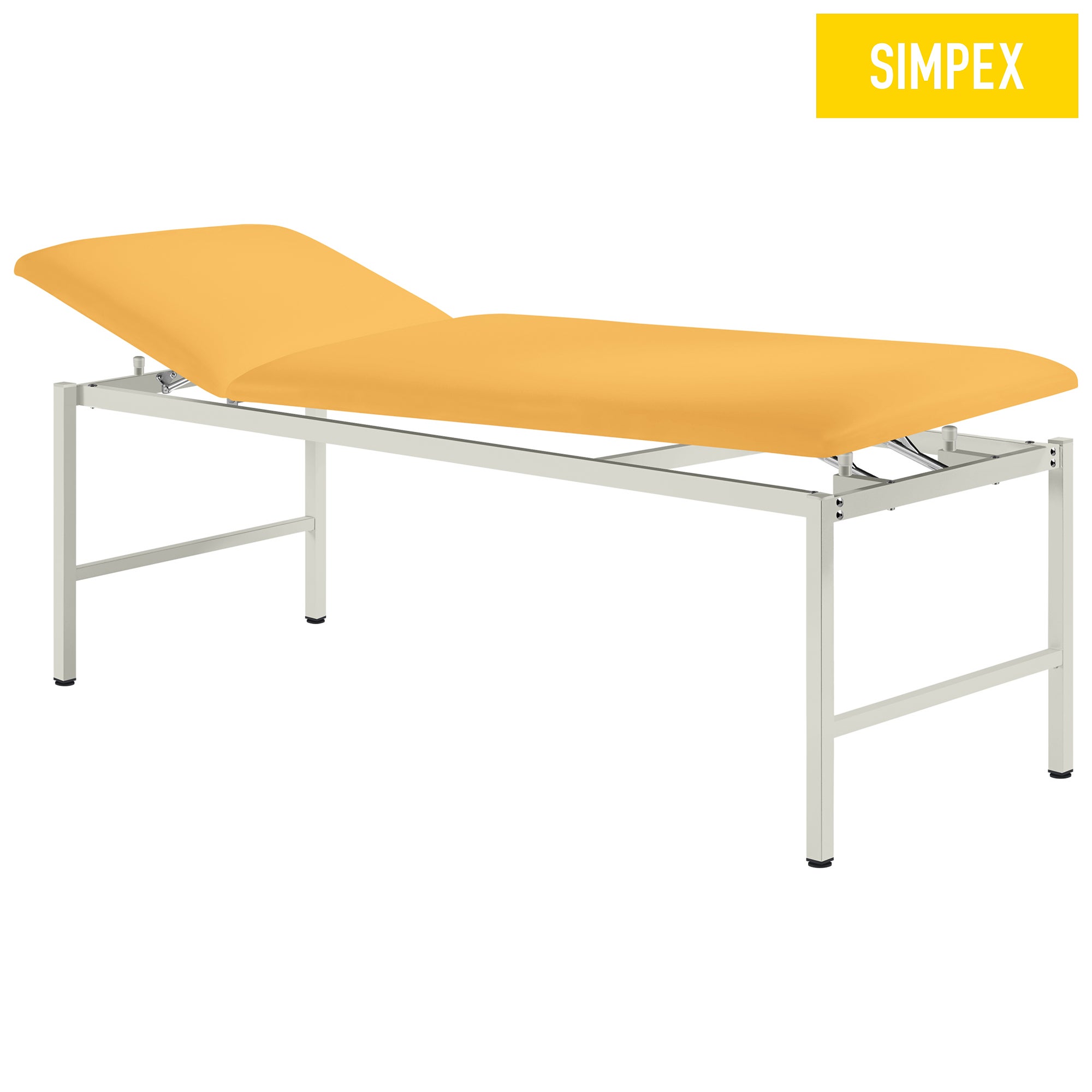 Gelbe MEDI-LUX Siesta Behandlungsliege aus Kunstleder von SIMPEX, ideal für Arztpraxen und Kliniken.
