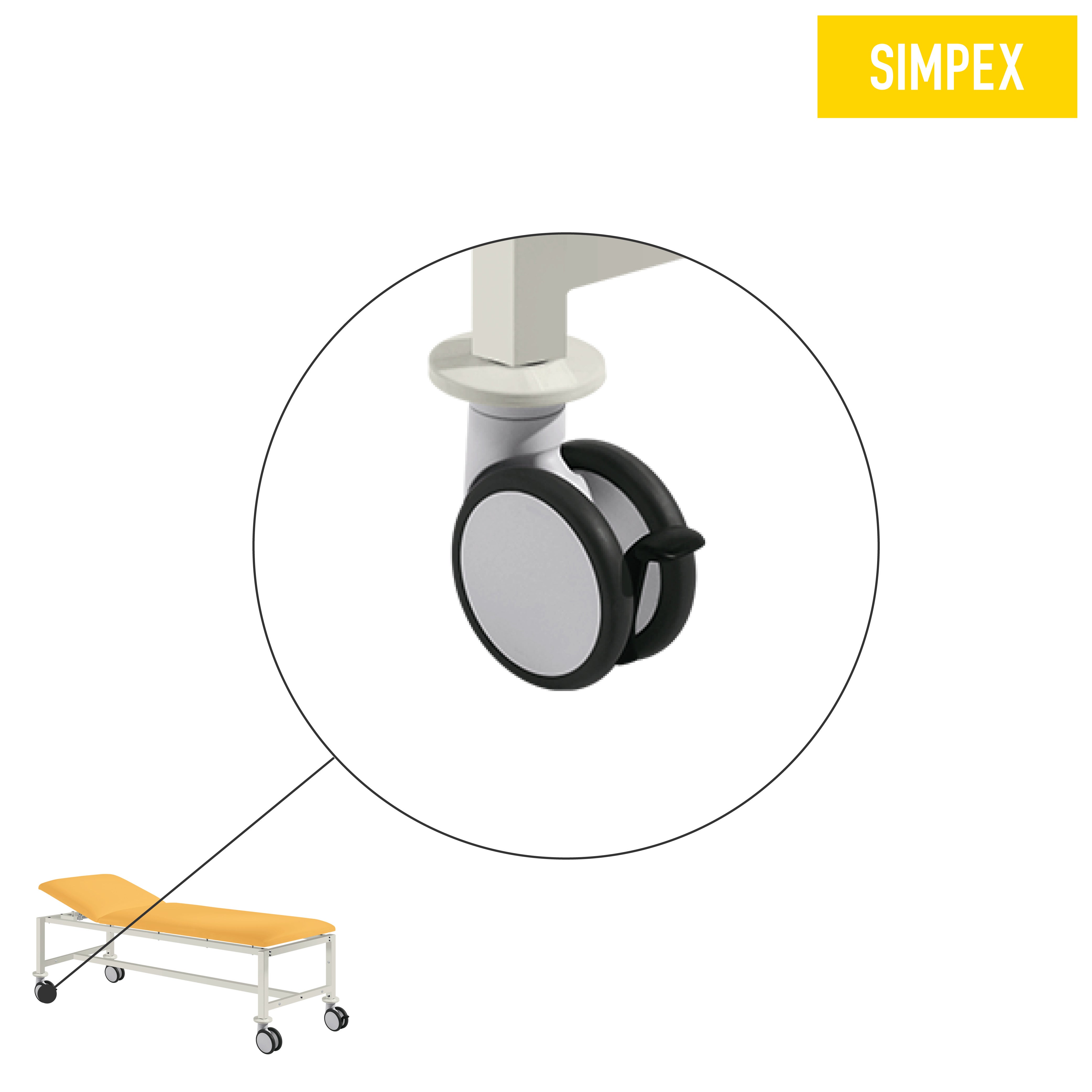 Ersatzteil | Doppelrolle ø 125 mm für mobile Liegen (außer MEDI-LUX)