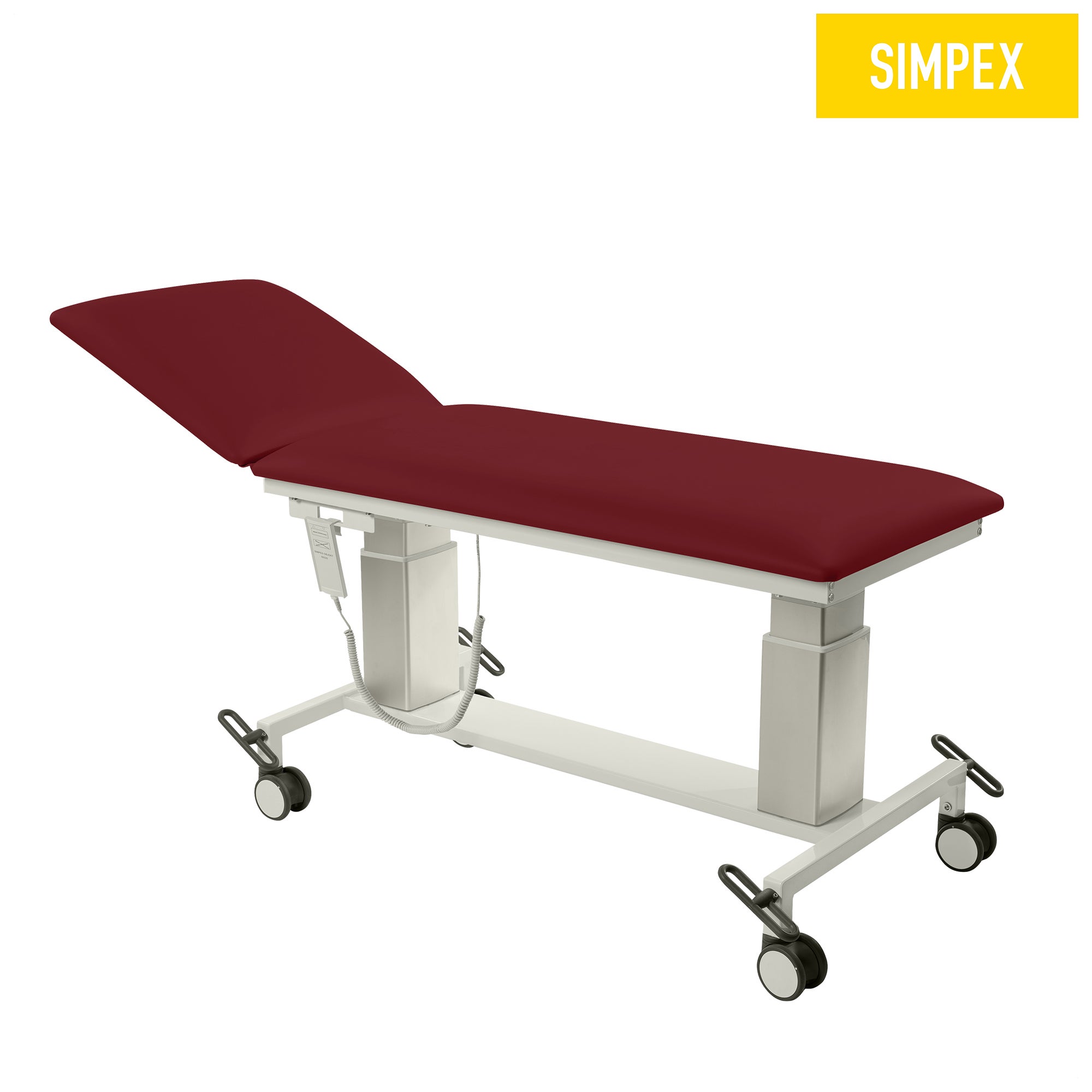 VITA-PORT Siesta Mobil in dunkelrotem Kunstleder mit hohen Kufen, ideal für Praxen und Pflegeeinrichtungen