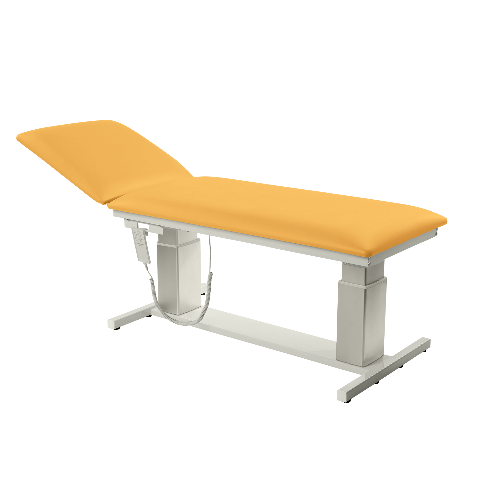 Behandlungsliege VITA-PORT Siesta in Gelb mit flachen Kufen und komfortabler Polsterung, ideal für Praxen und Kliniken