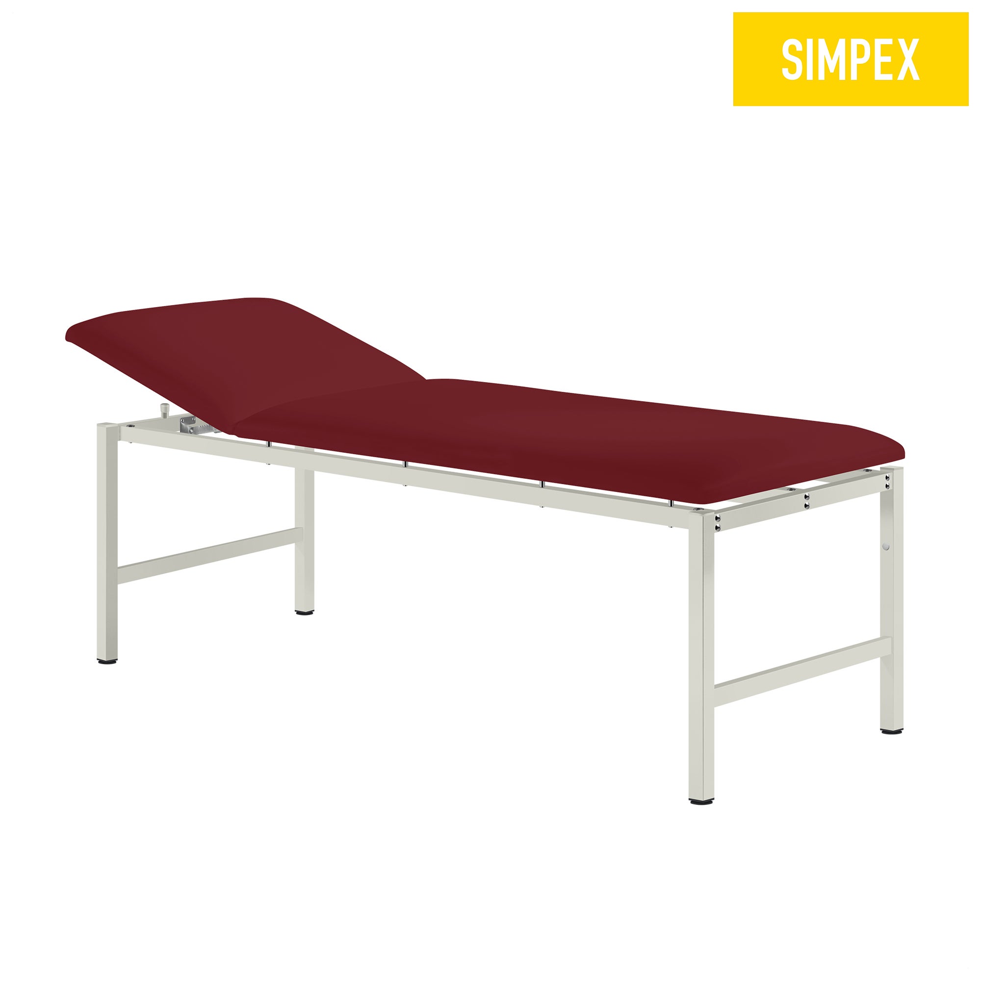 HERKULES Classic in dunkelrotem Kunstleder mit Komfortpolsterung, ideal für Praxen und Kliniken.