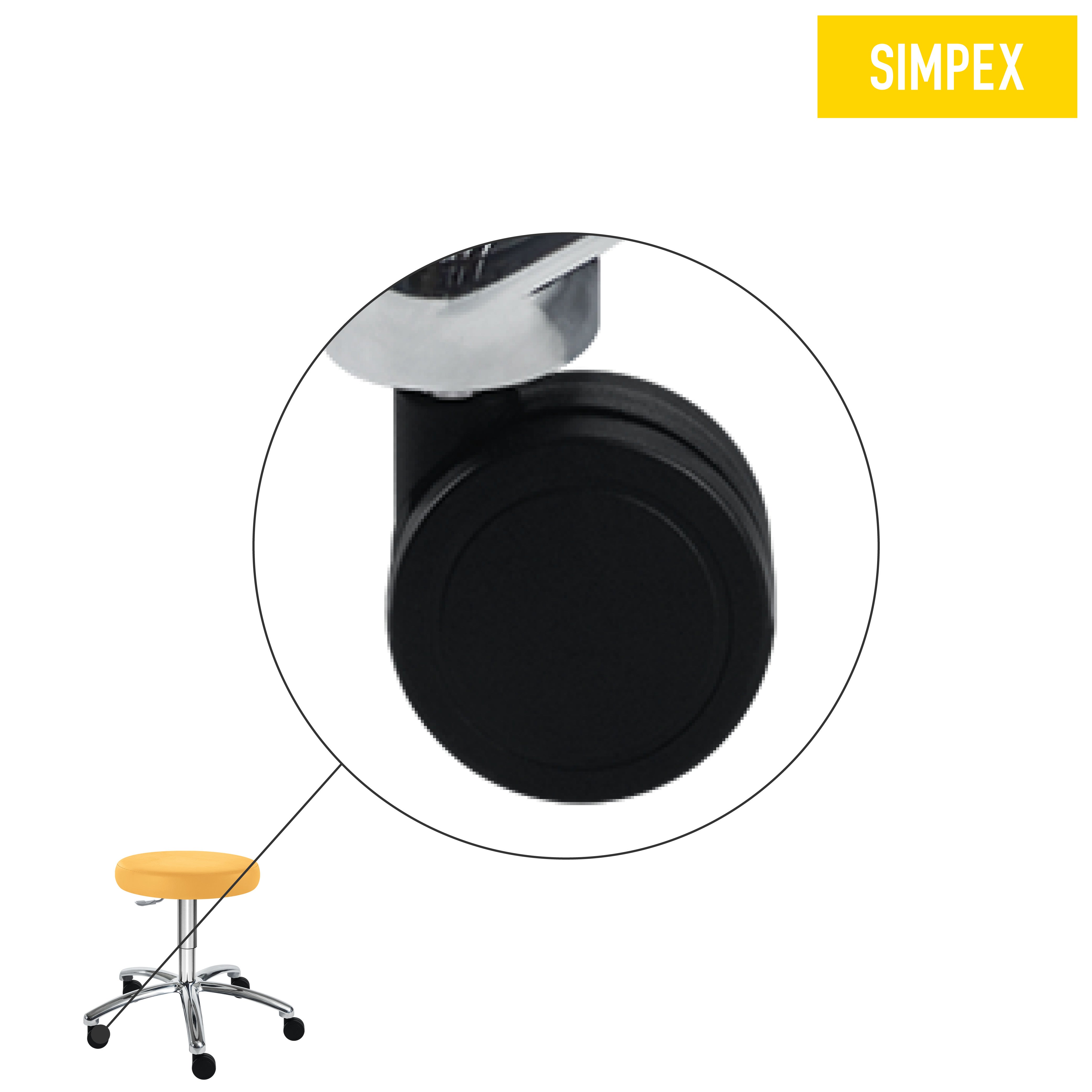 Ersatzteil | 5er-Set Doppelrolle, ø 65 mm für SIMPO-THRONA, SUPER-THRONA, harte Rollen für weiche Böden