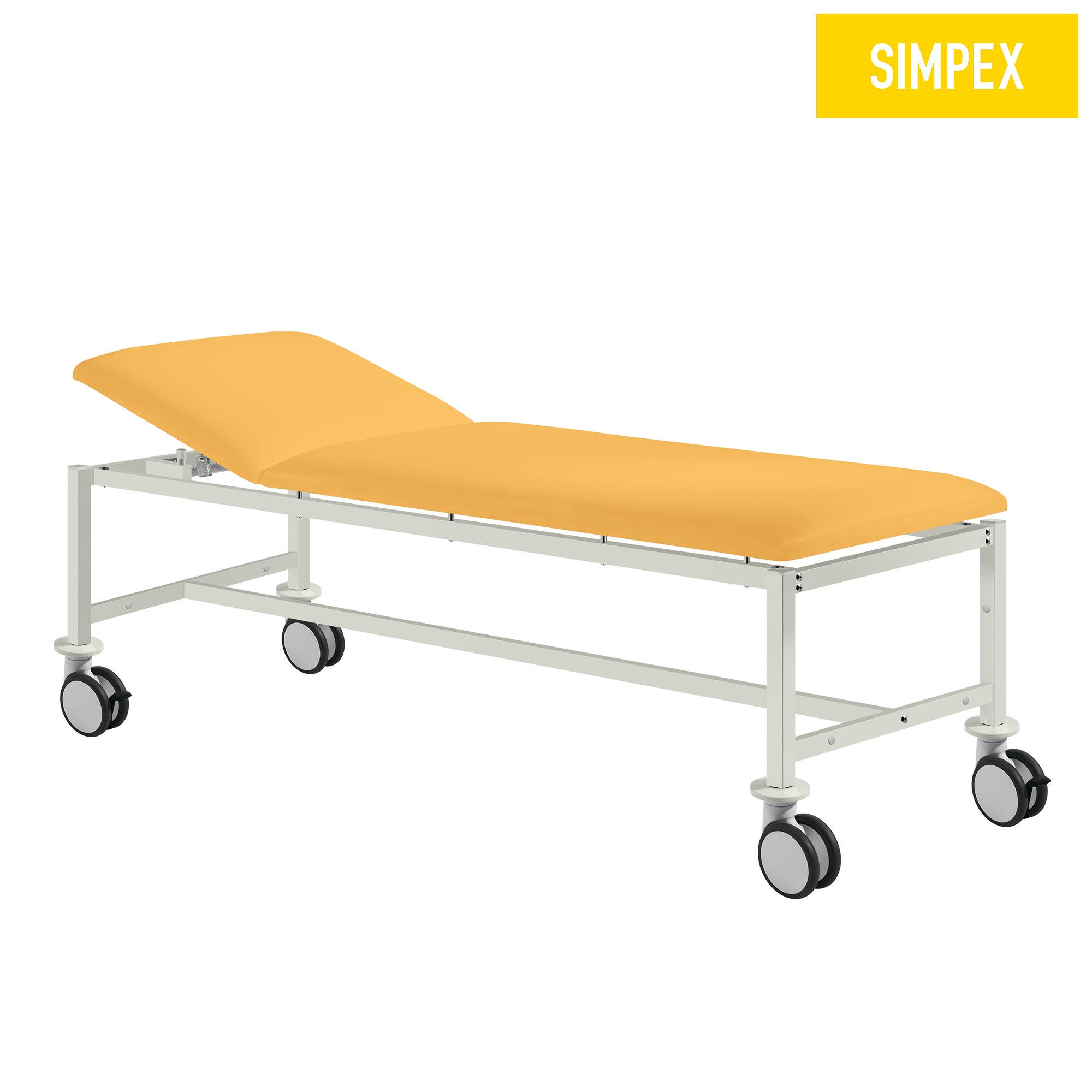 HERKULES Classic Mobil Liege mit gelbem Kunstleder und komfortabler Polsterung für Praxen und Kliniken