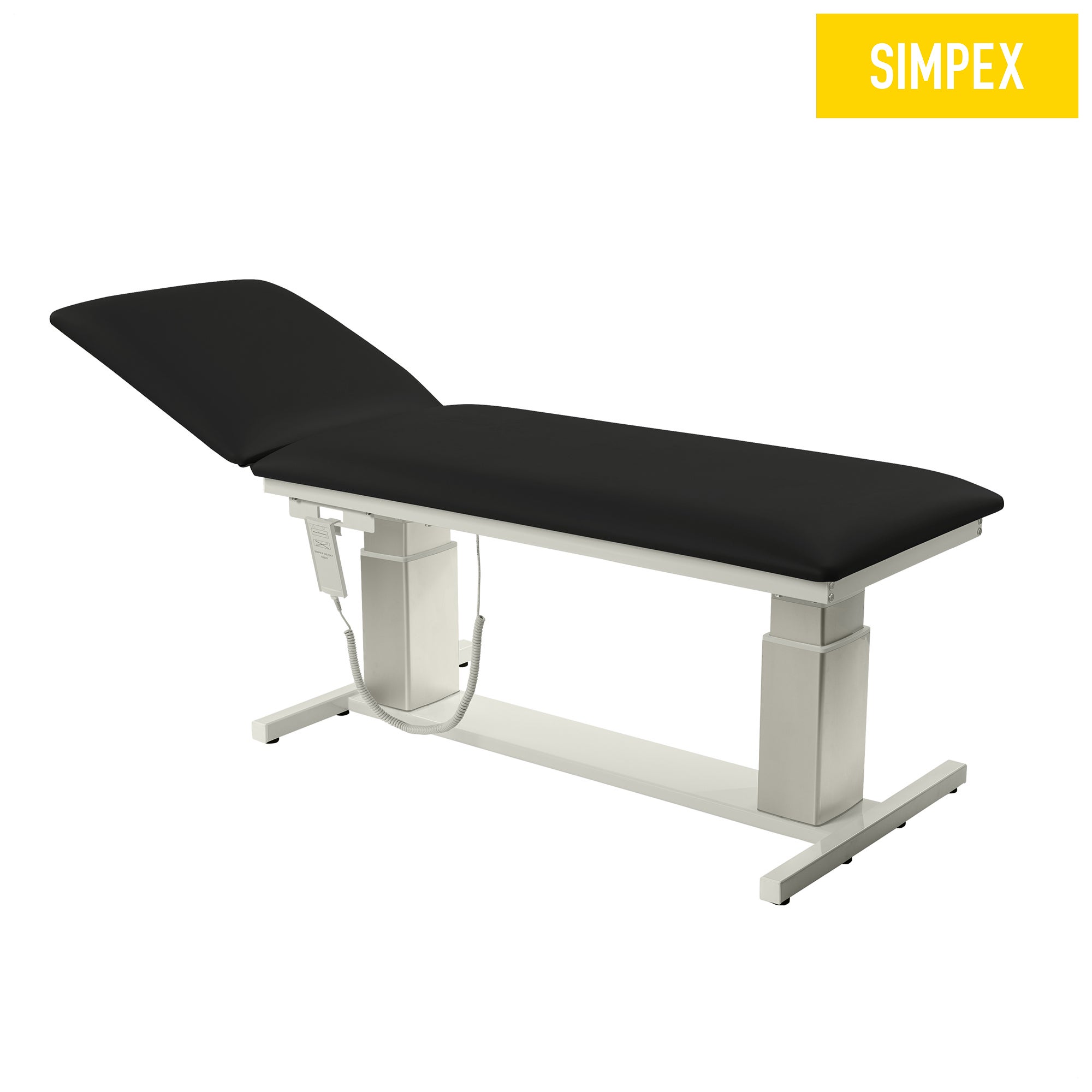 VITA-PORT Siesta elektrische Liege mit flachen Kufen, schwarzem Kunstleder und Komfortpolsterung für Praxiseinsatz.