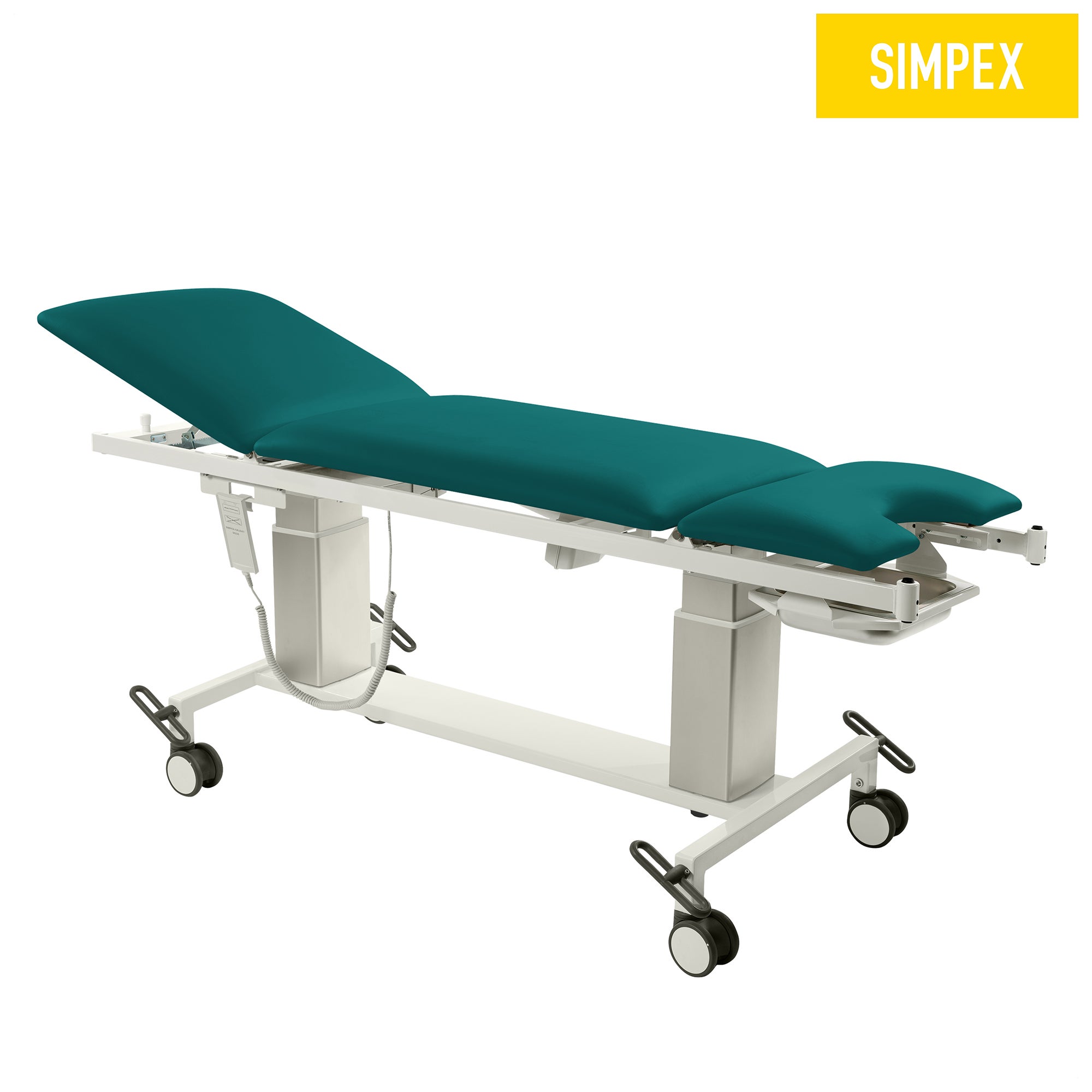 VITA-GYN Gyn Mobil mit hohen Kufen in blaugrünem Kunstleder für den mobilen Einsatz im Sanitätsraum oder Krankenhaus.