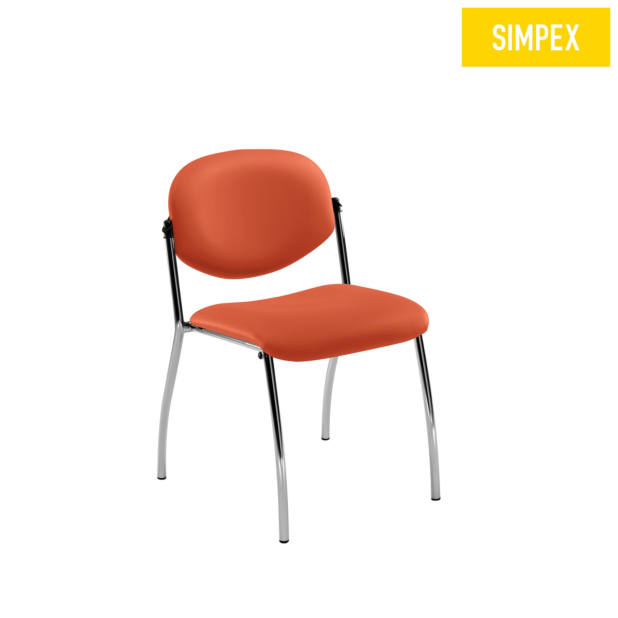 Wartezimmerstuhl ALEXA Classic in Orange mit verchromtem Gestell und ohne Armlehnen
