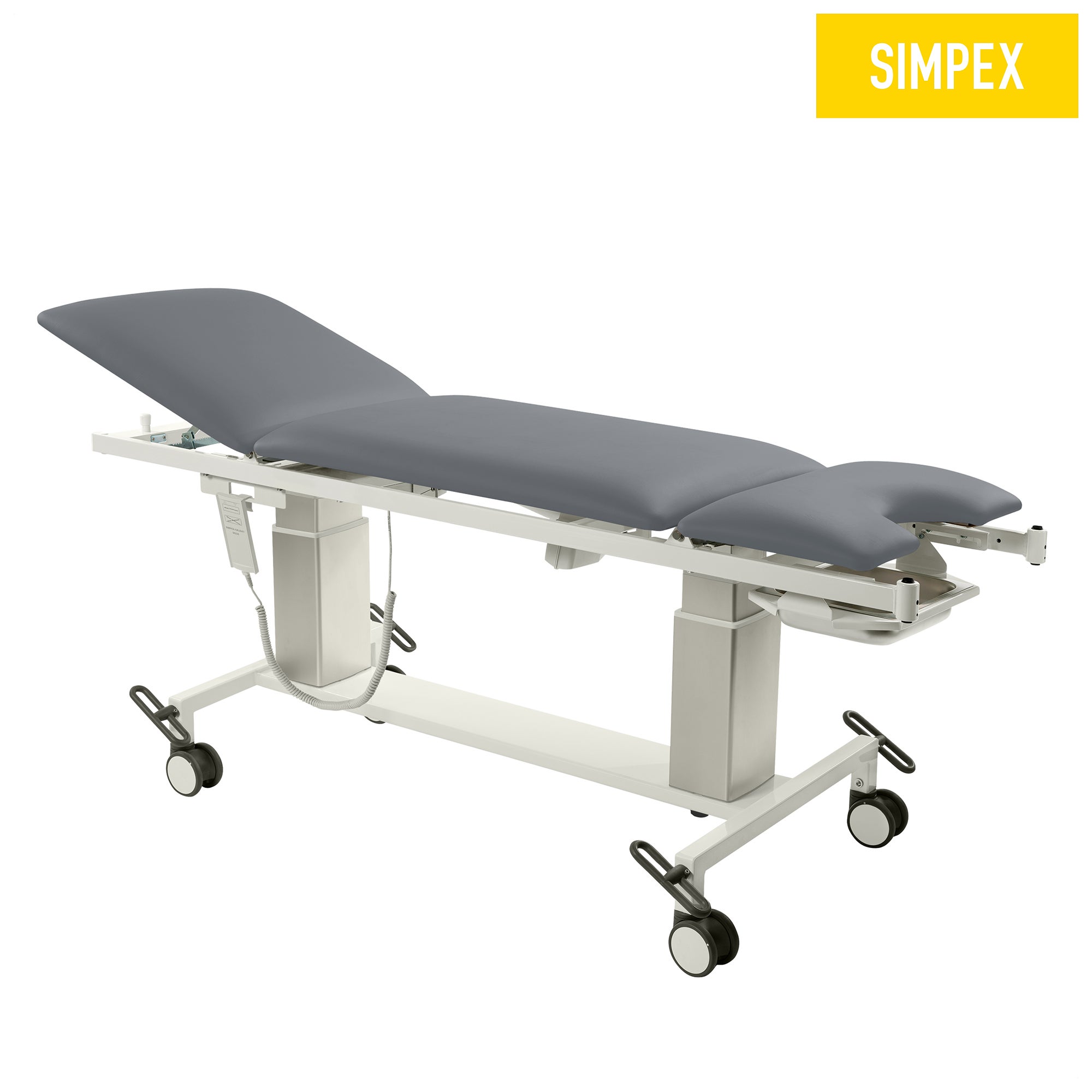 VITA-GYN Gyn Mobil mit hohen Kufen in Grau, ideale Behandlungsliege für Sanitätsräume, Praxen und Krankenhäuser.