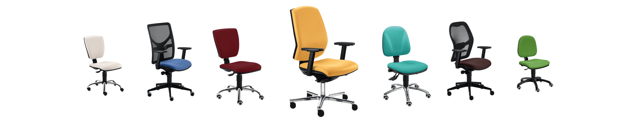Visual für den Produktbereich Drehstühle von SIMPEX – stilisierte Übersicht aller Modelle