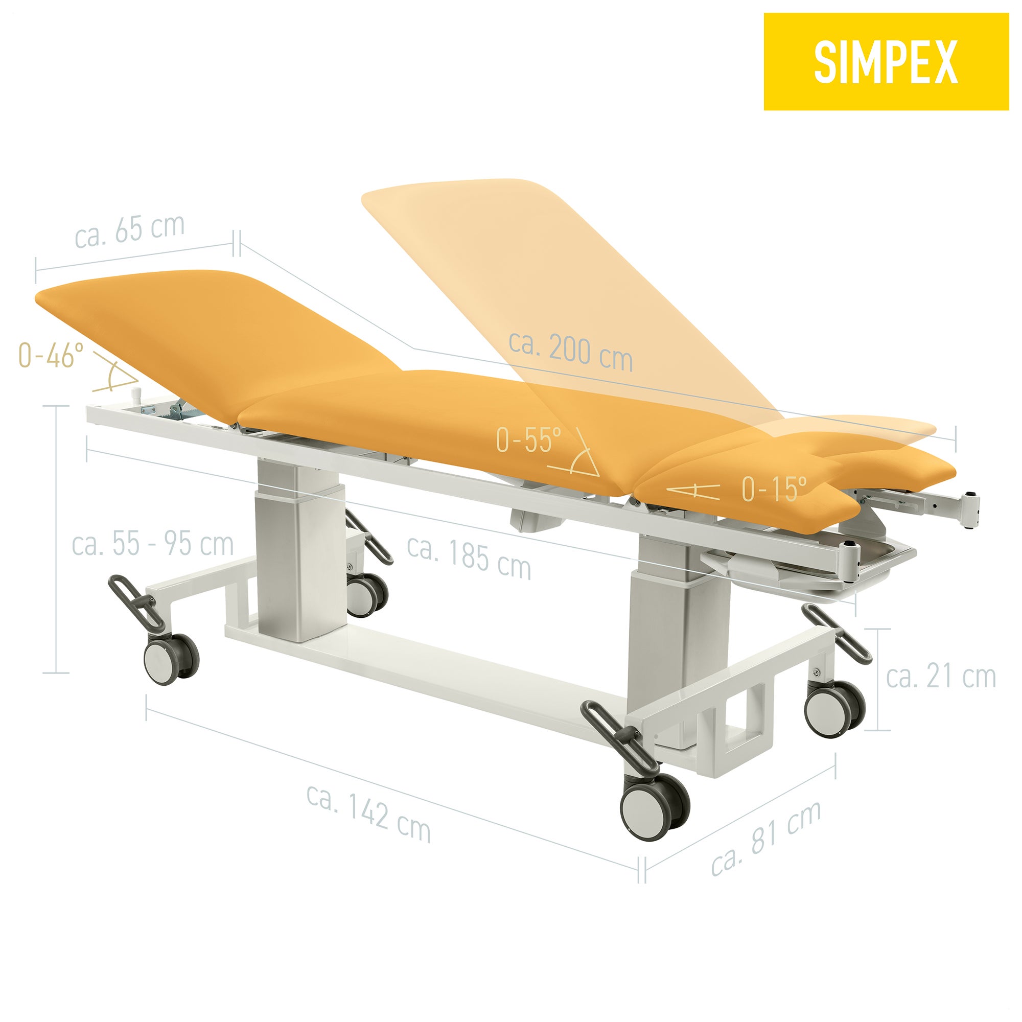 Mobile Gynäkologieliege VITA GYN FLACH mit Pulverbeschichtung und flachem Polsterdesign