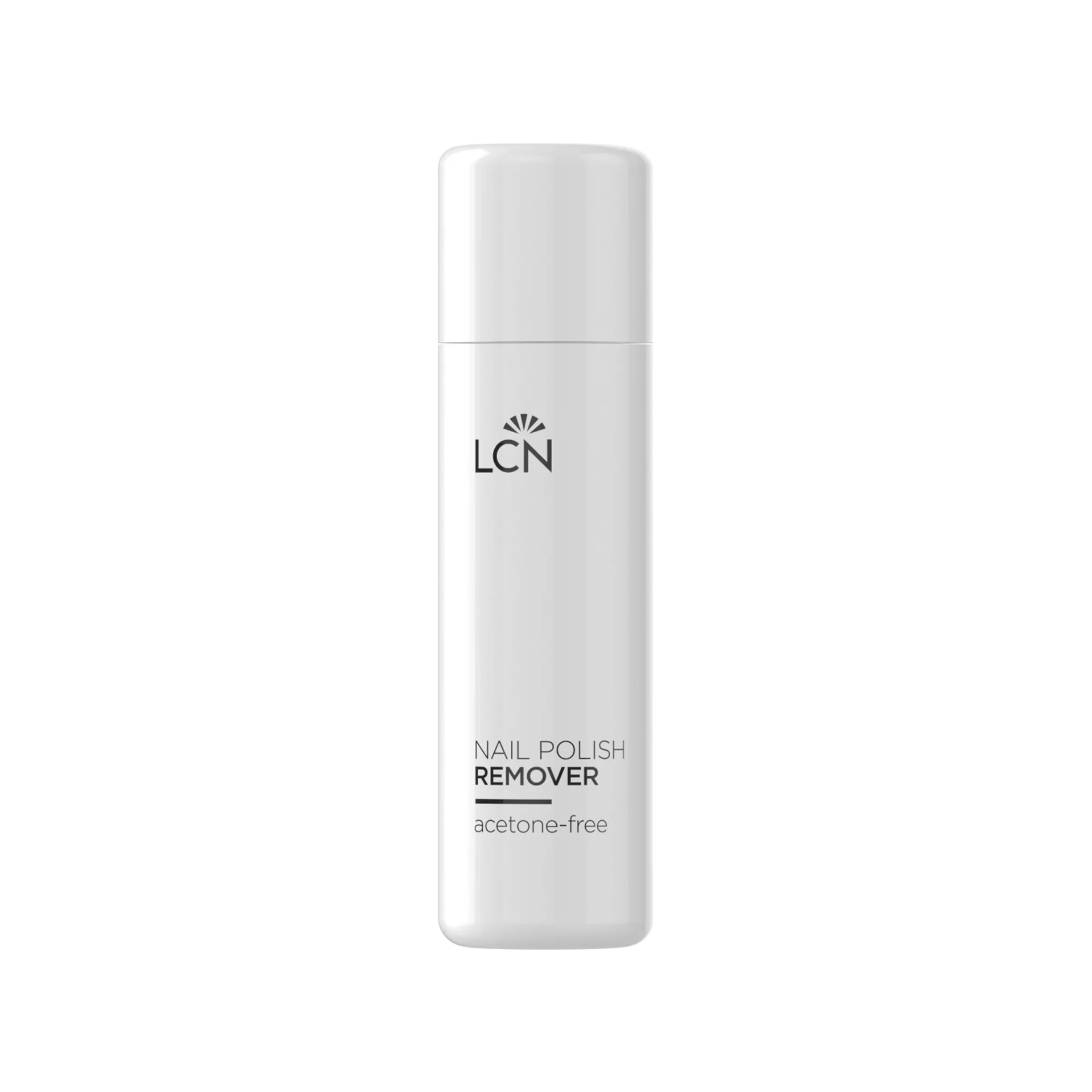 Nail Polish Remover, Acetone-free, Weißer Flascheninhalt, Kosmetisches Produkt, LCN Logo