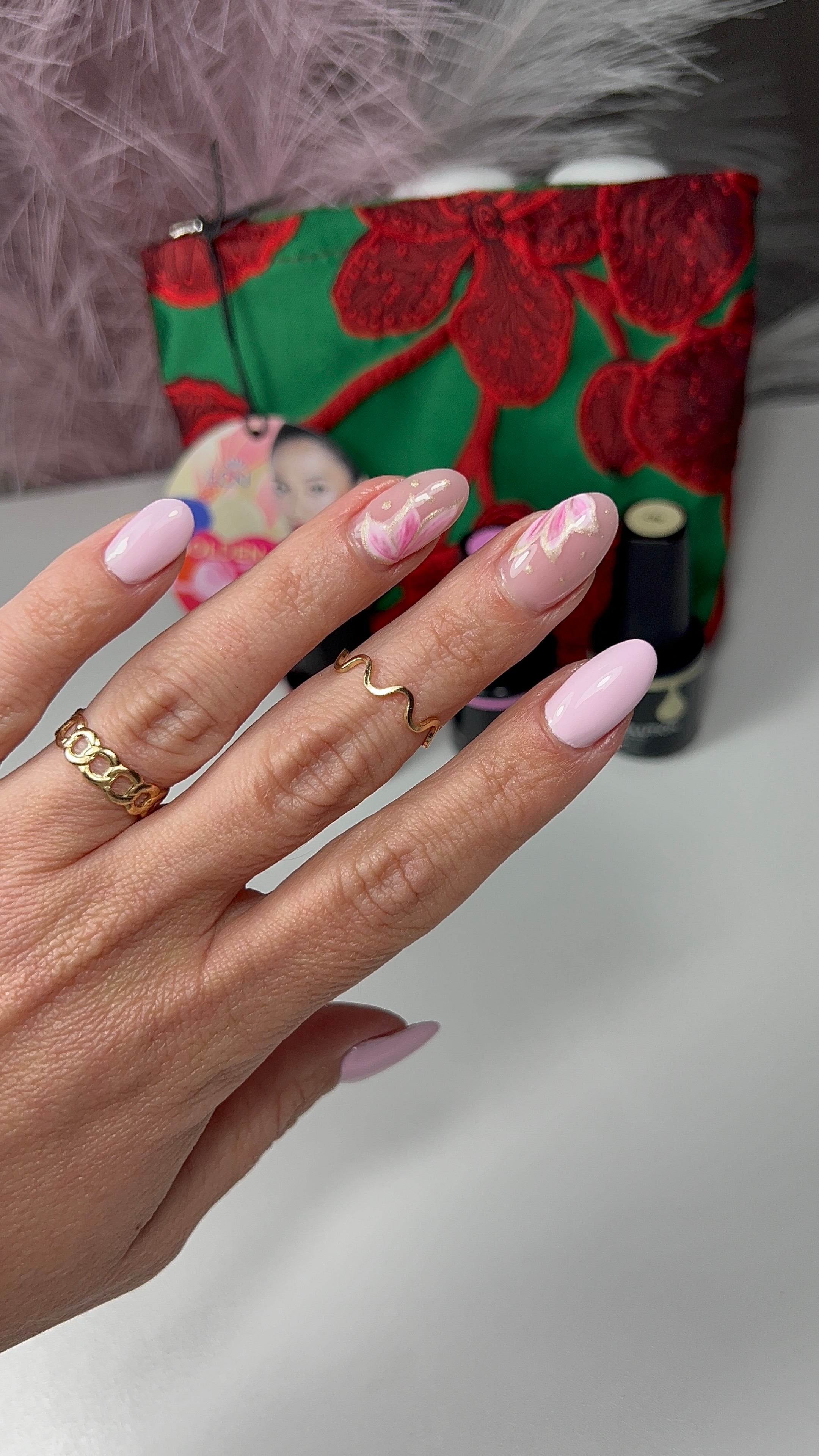 Nagellack, Nailart, Rosa, Maniküre, Ring
