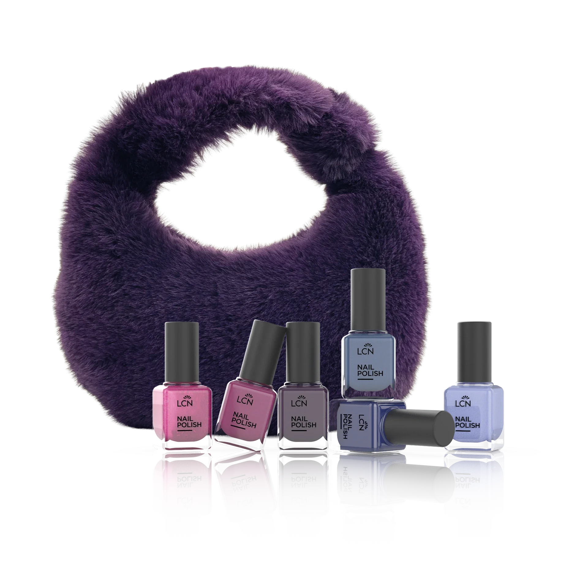 fauxer Fellner Schal, lila Schal, Kosmetik-Set, Nagellack, Geschenkset