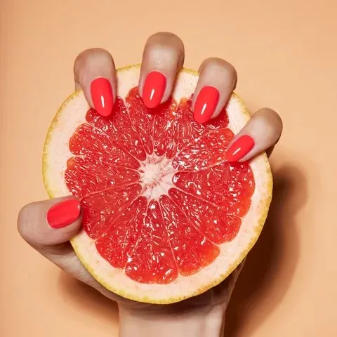 grapefruit, obst, hand, nagellack, pink