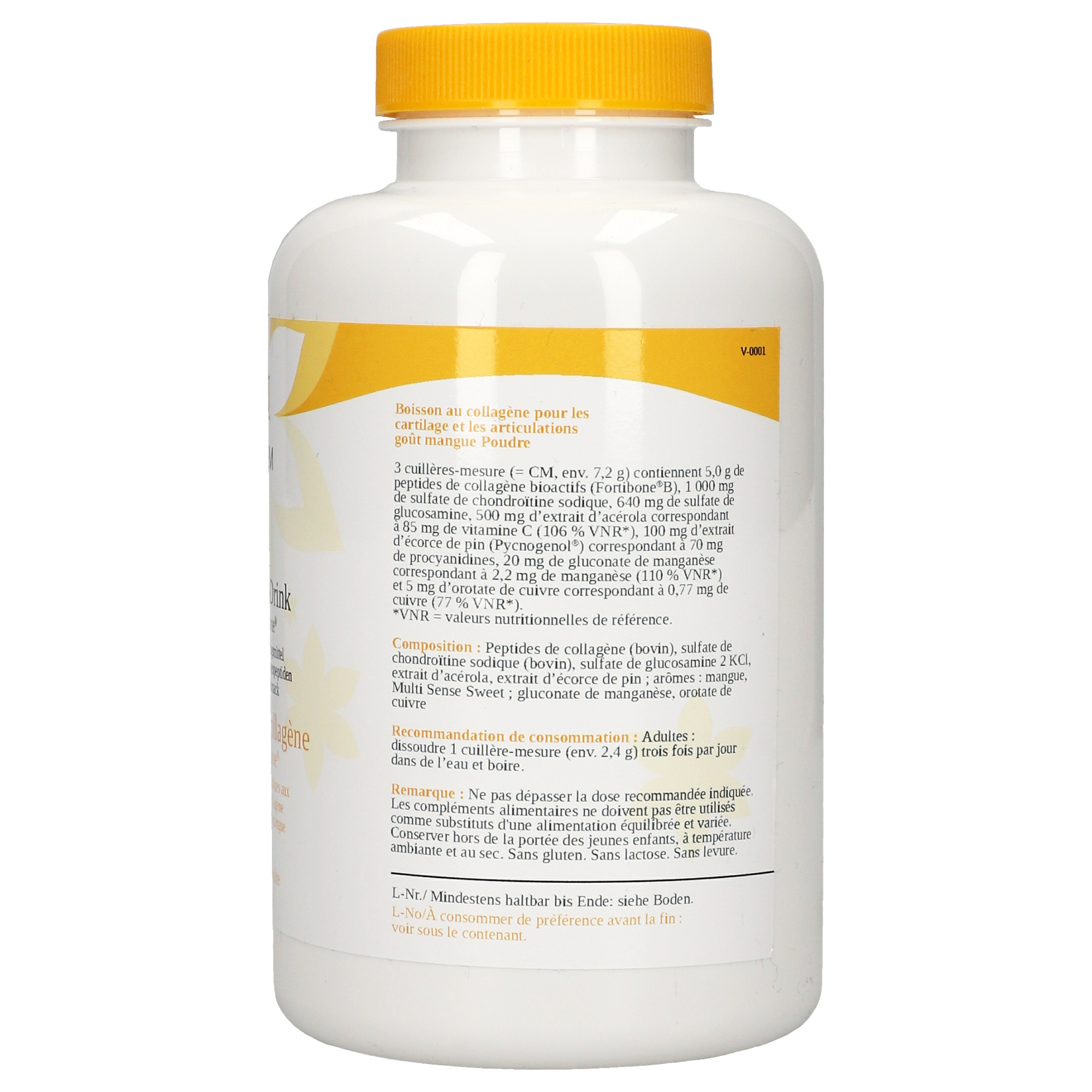 Boisson au collagène en poudre avec Fortibone® goût mangue