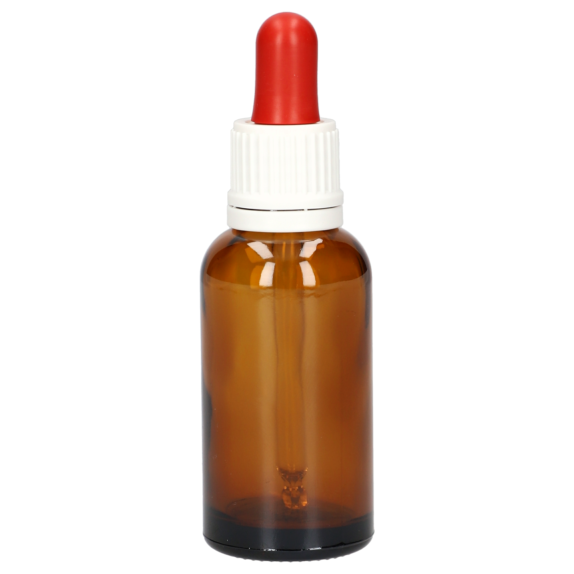 Braunglasfläschchen mit roter Pipette - 30 ml