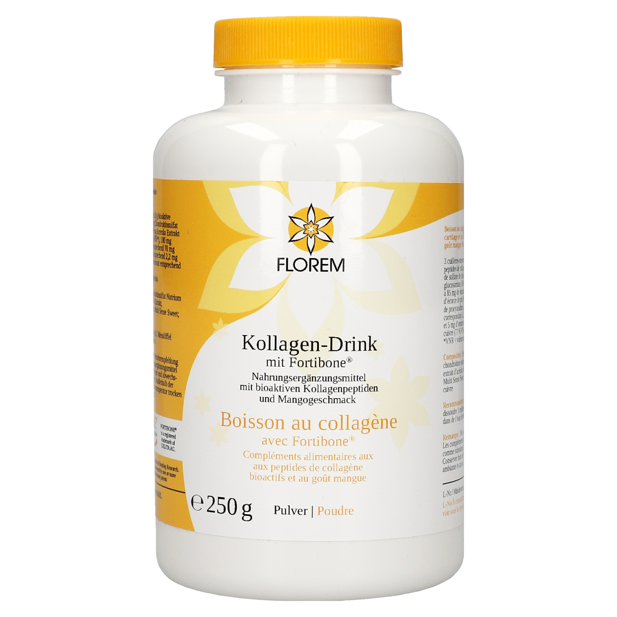 Boisson au collagène en poudre avec Fortibone® goût mangue
