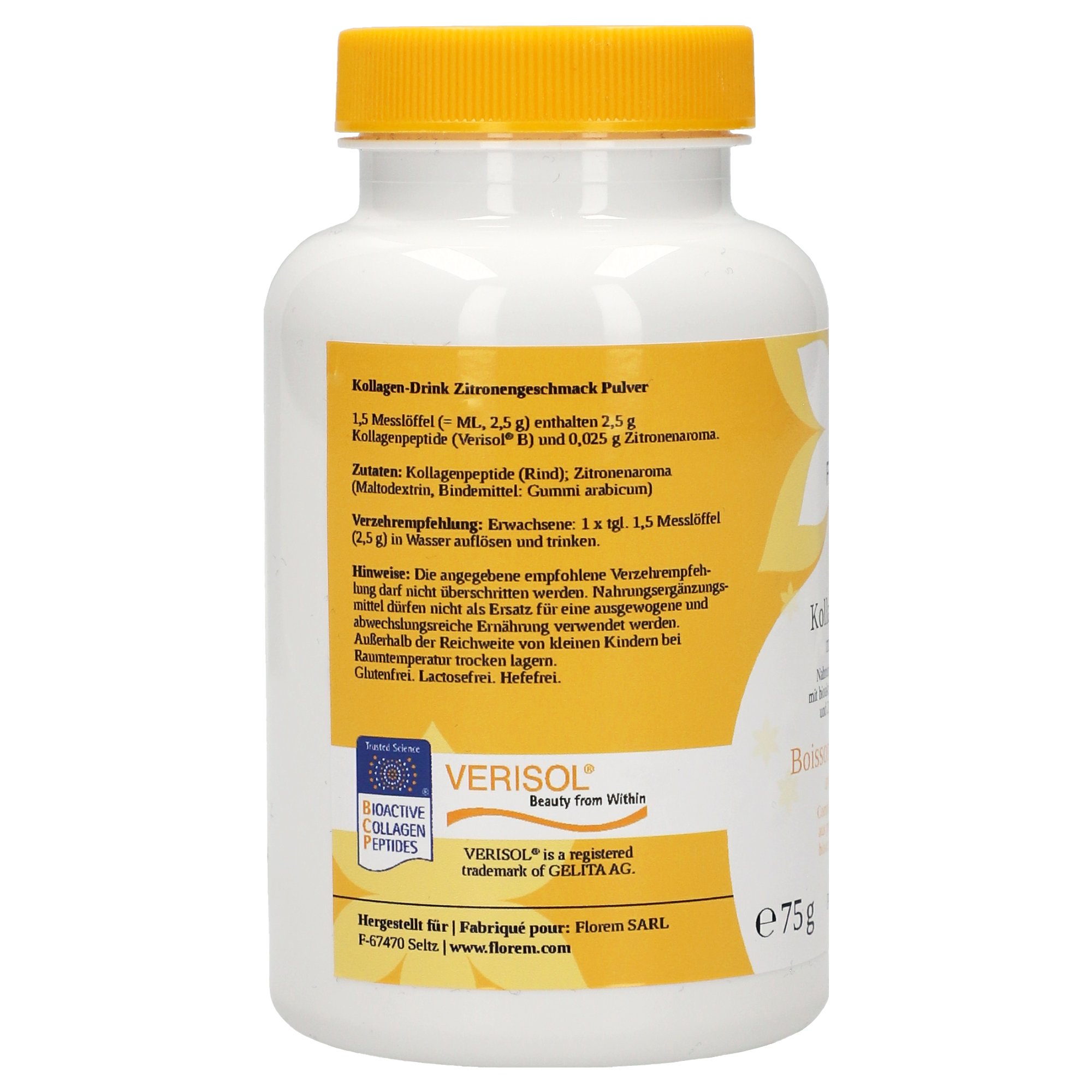 Boisson au collagène en poudre avec Verisol® goût citron