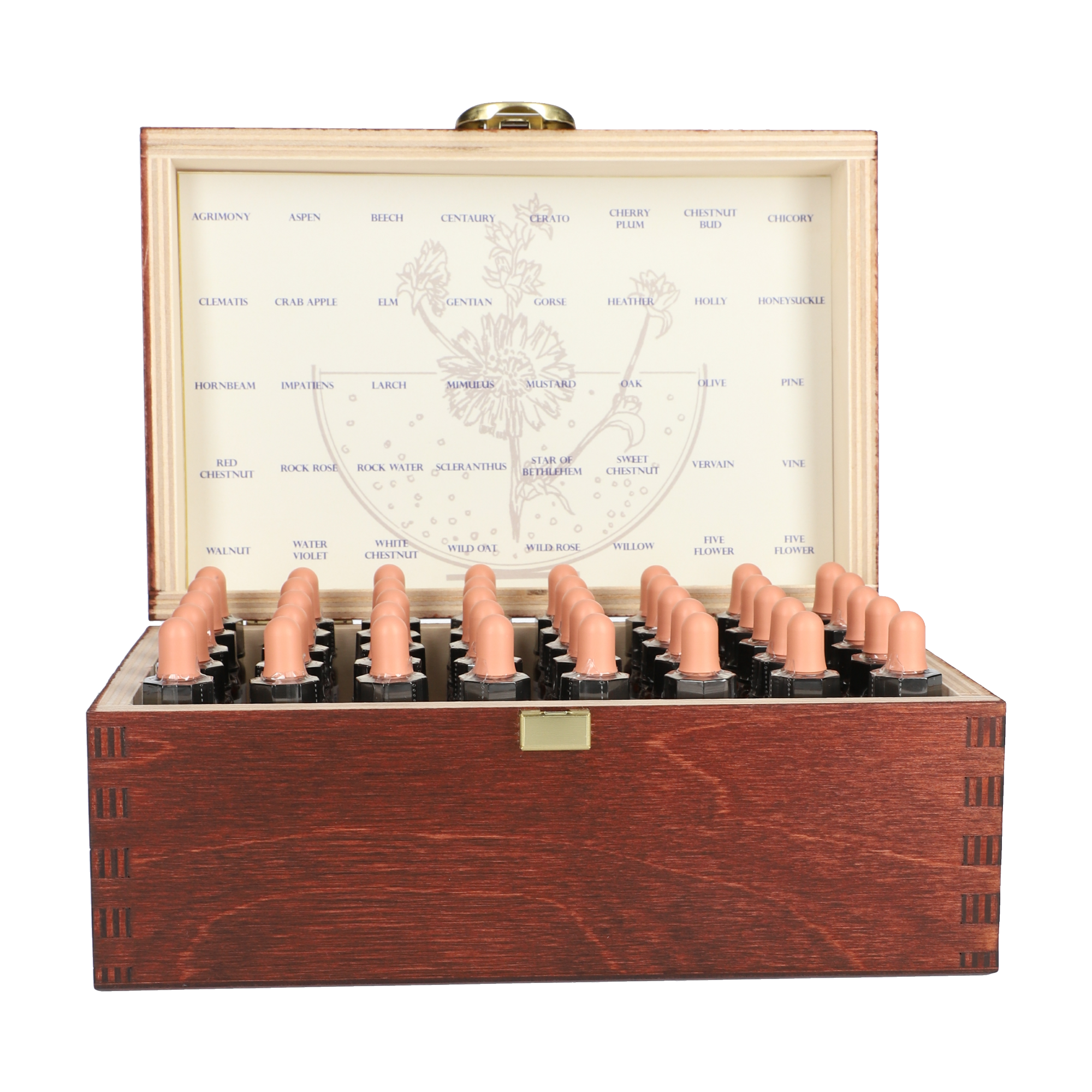 Healing Herbs coffret complet en bois de Fleurs de Bach (40 x 10 ml)