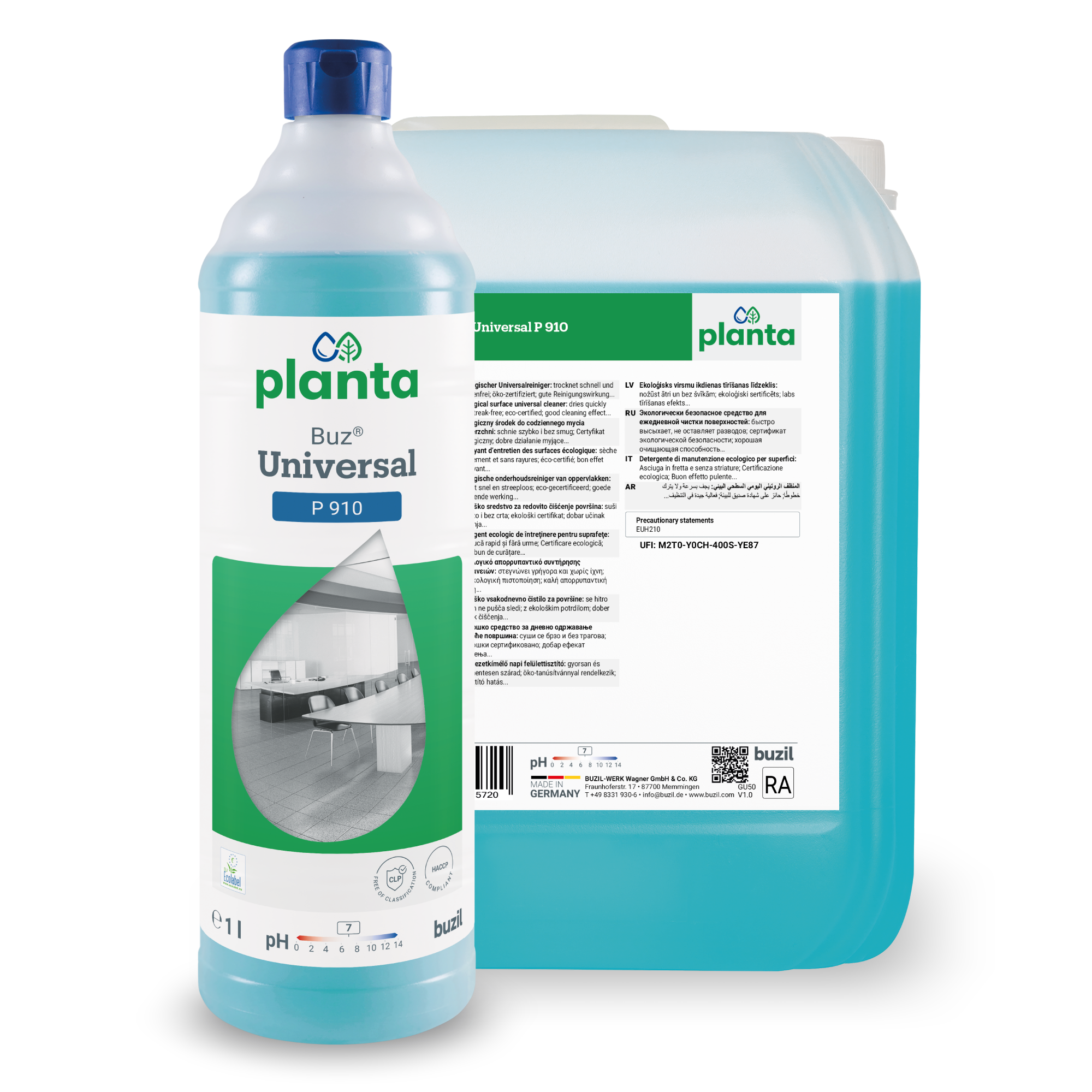Planta Buz® Universal P910 Ökologischer Universalreiniger Reinigungsmittel für Gebäudereiniger, ökologischer universalreiniger