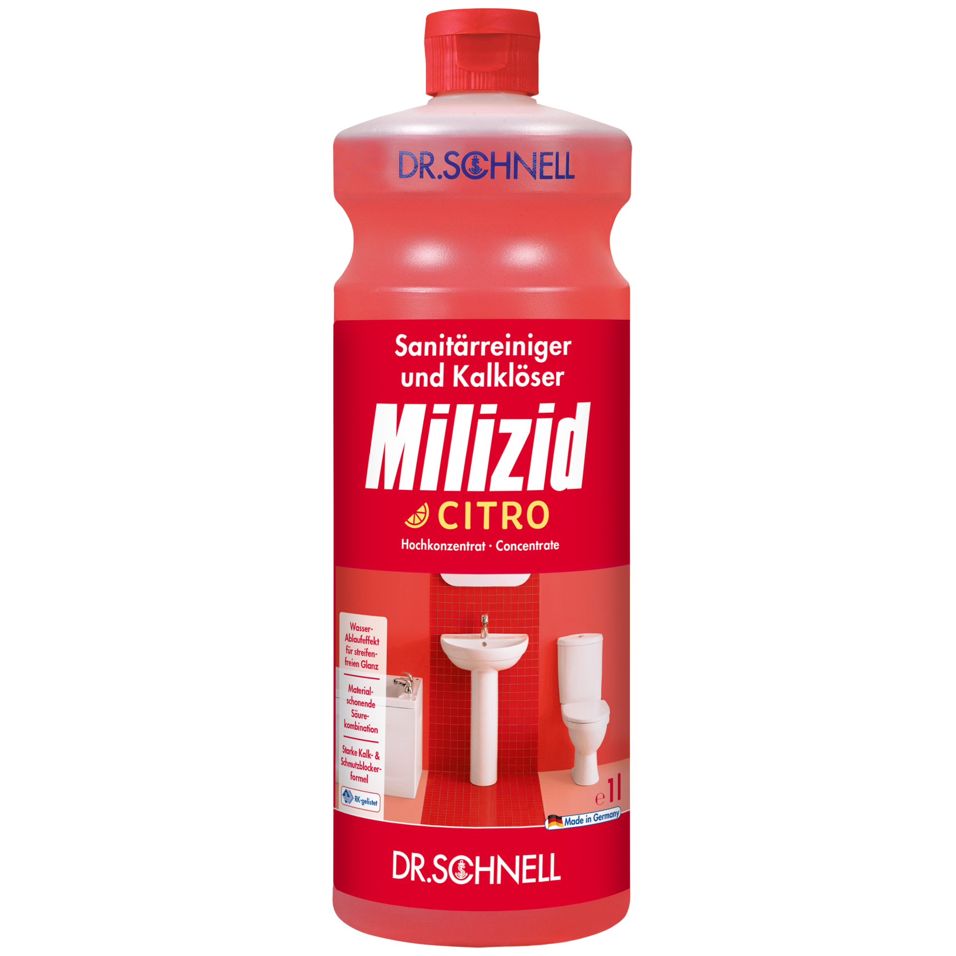 Dr. Schnell Milizid Citro Sanitärreiniger und Kalklöser Reinigungsmittel für Gebäudereiniger, Milizid kaufen, Profi WC Reiniger