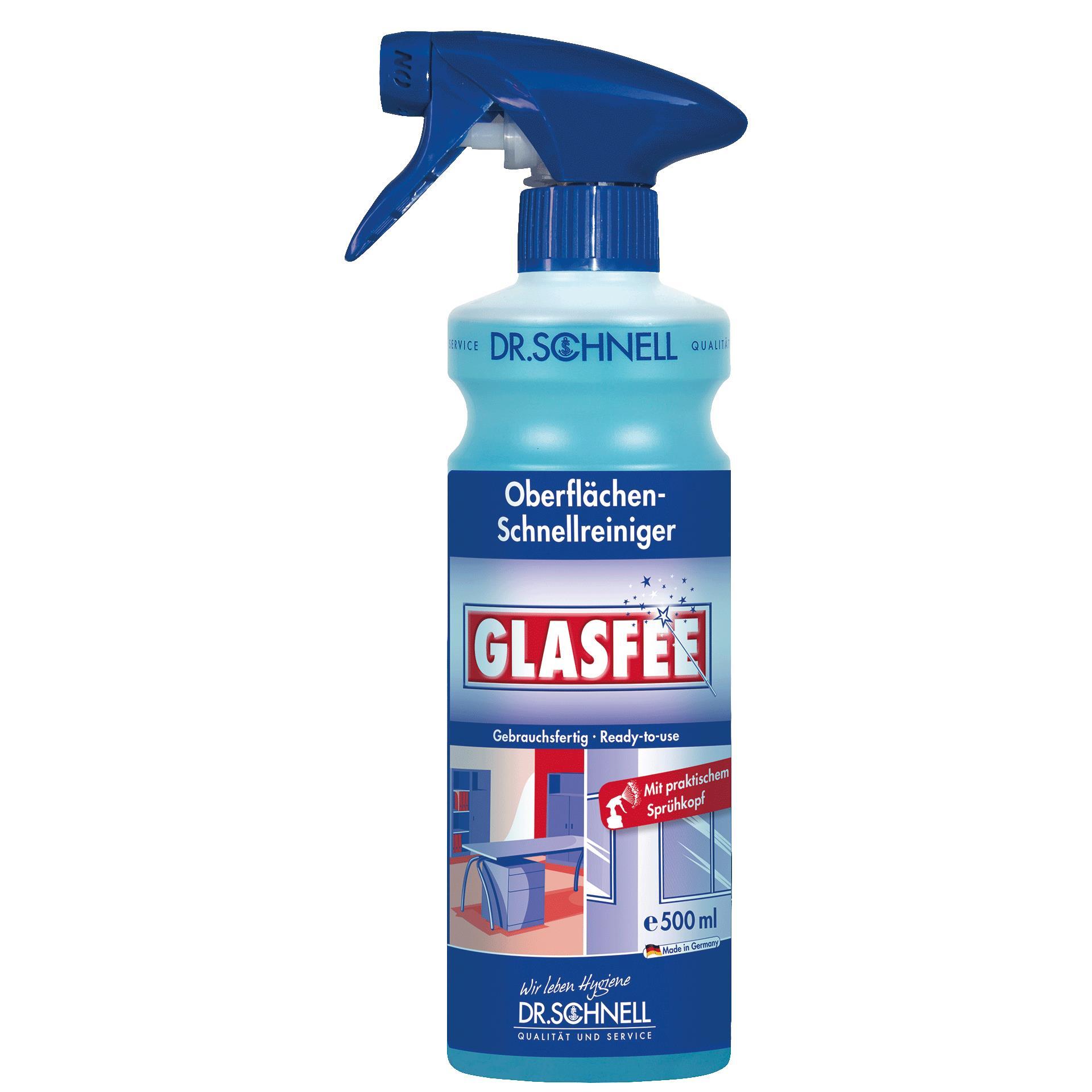 Dr. Schnell GLASFEE Profi-Glasreiniger kaufen Sie hier. In Sprühflaschen oder im Kanister.