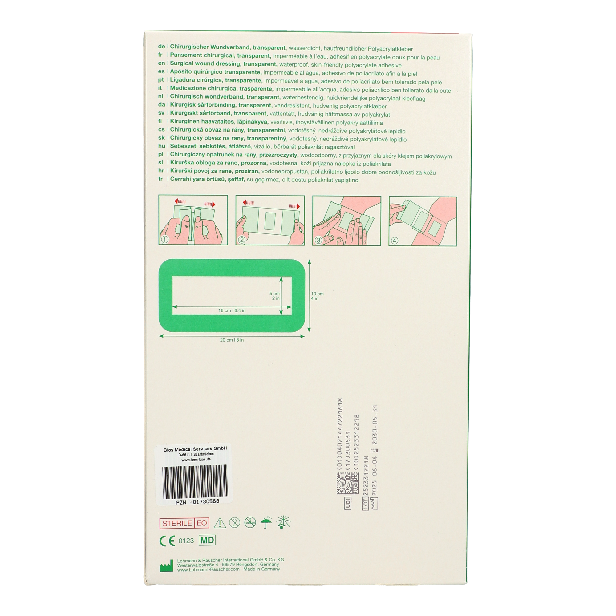 Curapor® Wundverband steril transparent 10 x 20 cm