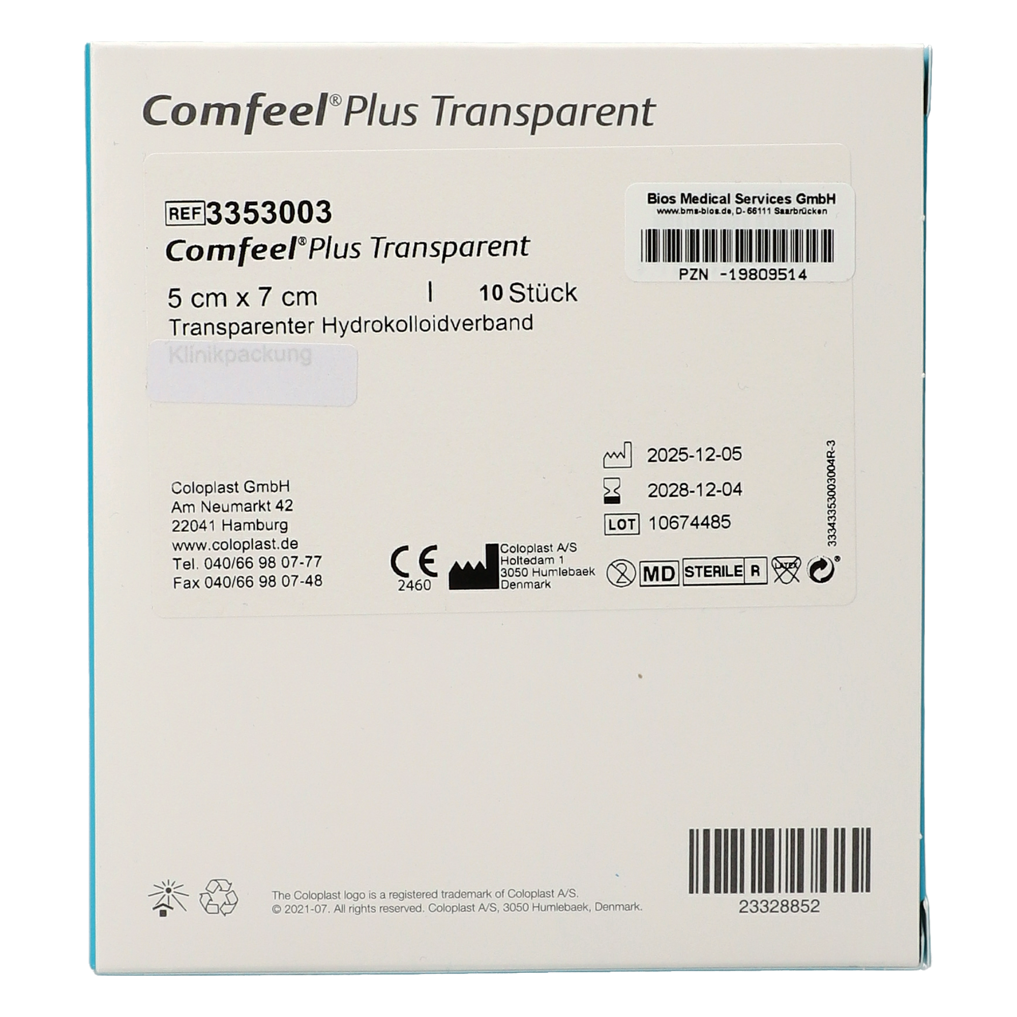 Comfeel® Plus Transparent Hydrokolloidverband 5 x 7 cm