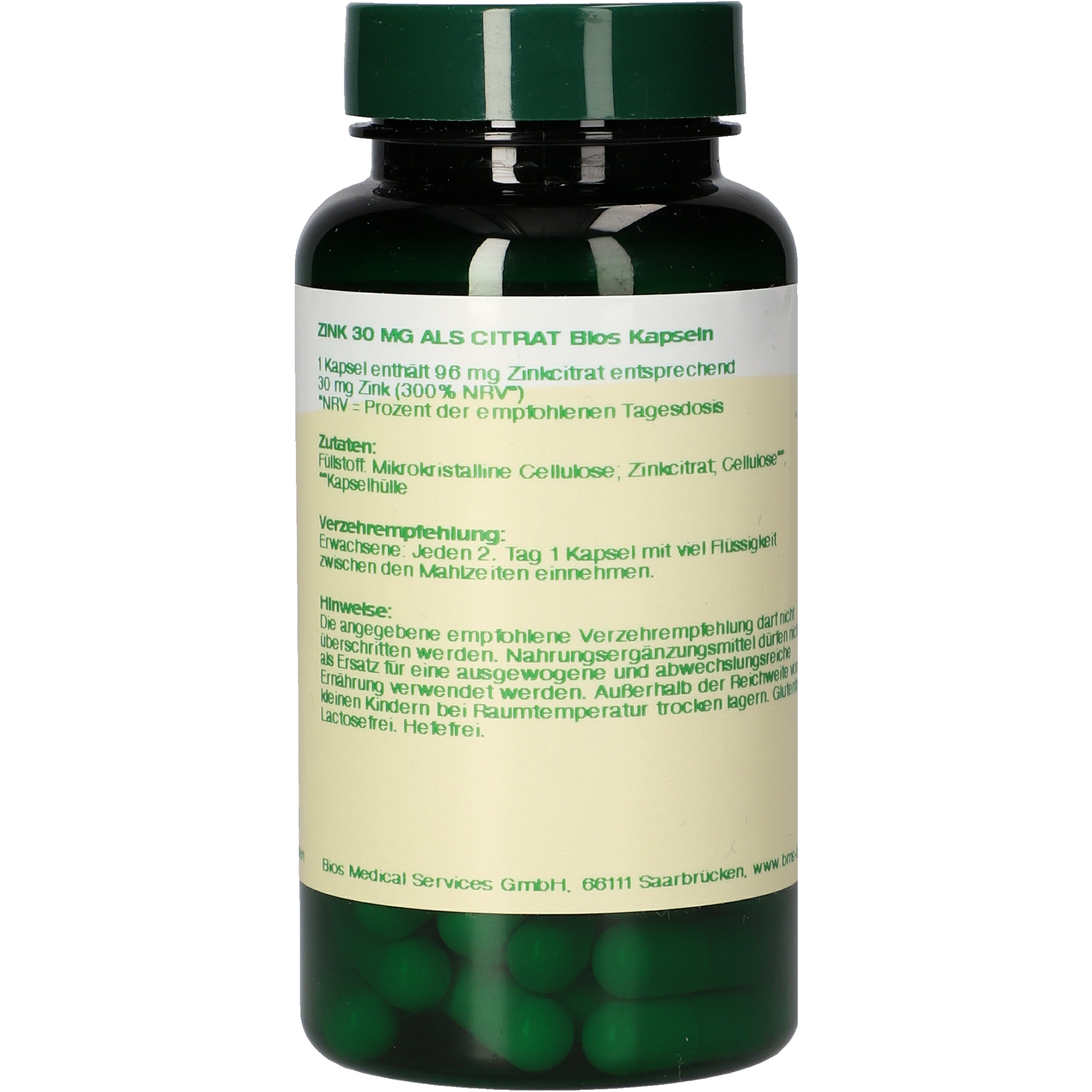 Zink 30 mg als Citrat Kapseln