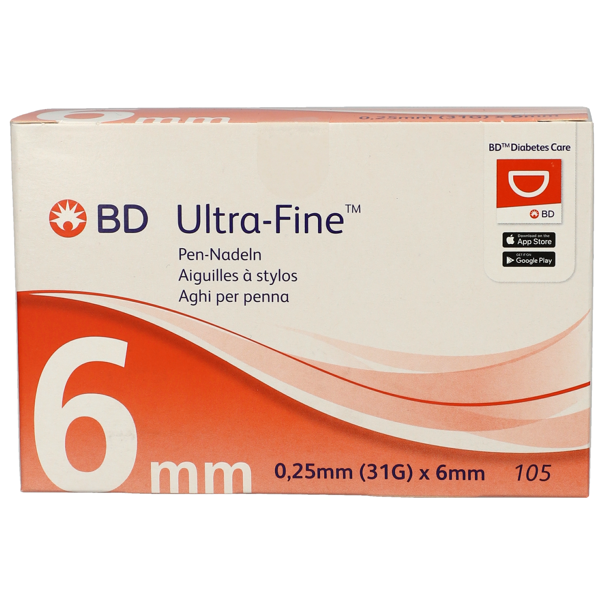 BD Ultra-Fine™ Pen-Nadeln 6 mm 31 G 0,25 mm