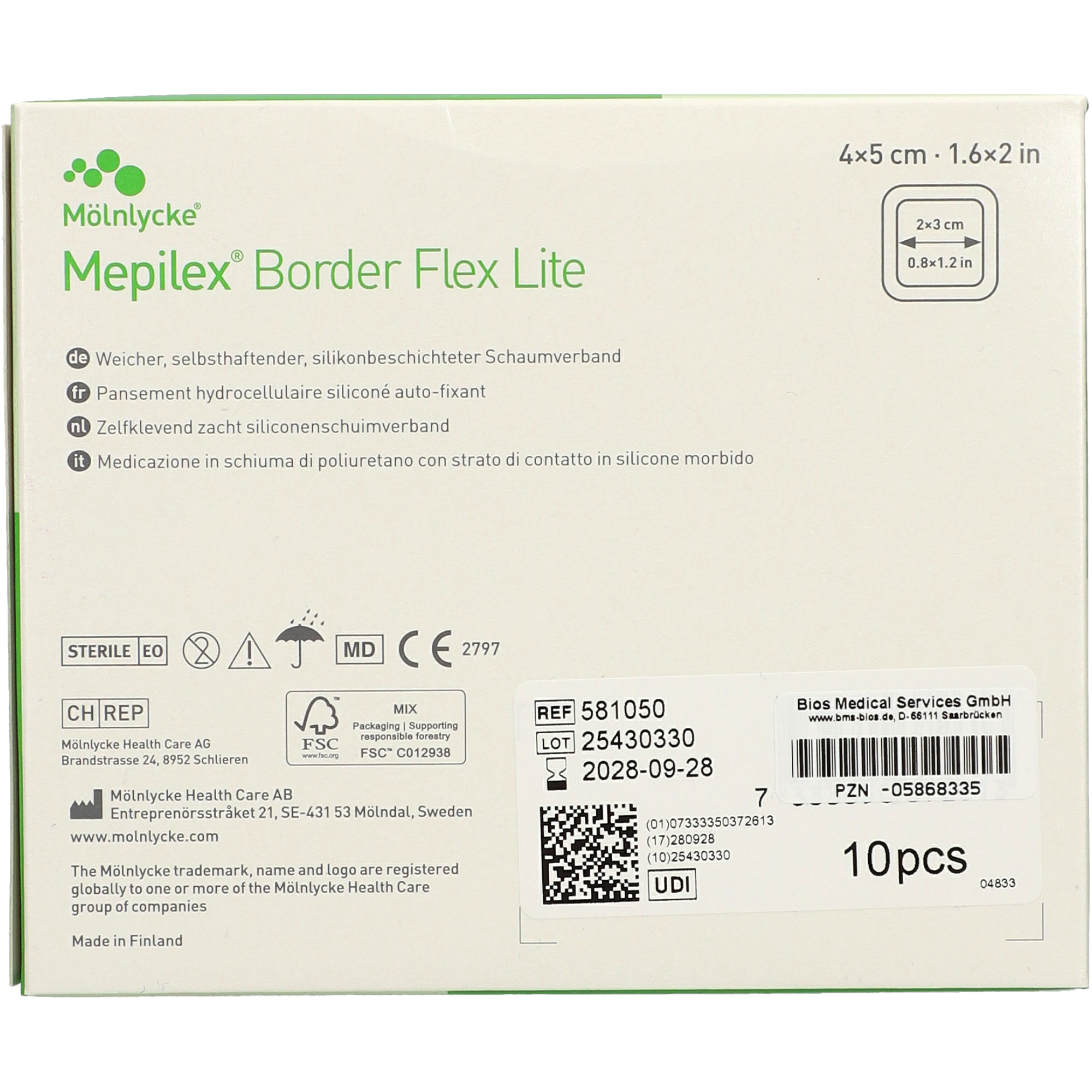 Mepilex® Border Lite Schaumverband 4 x 5 cm steril